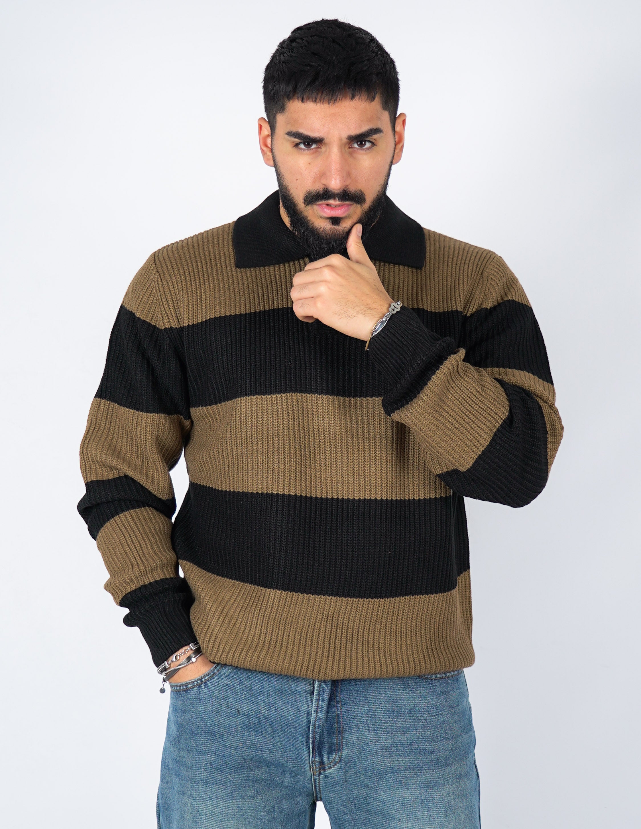 Polo uomo manica lunga RIGATA