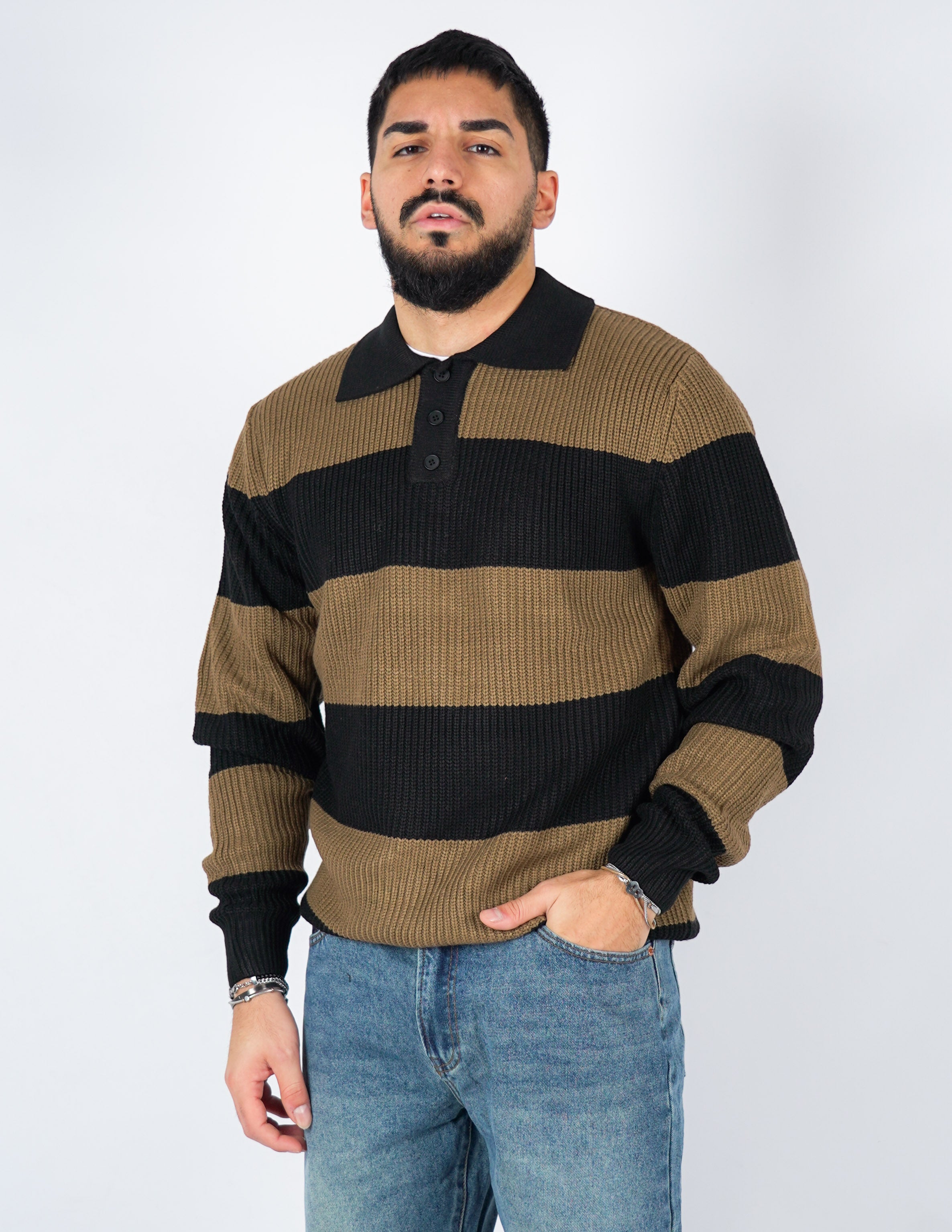 Polo uomo manica lunga RIGATA