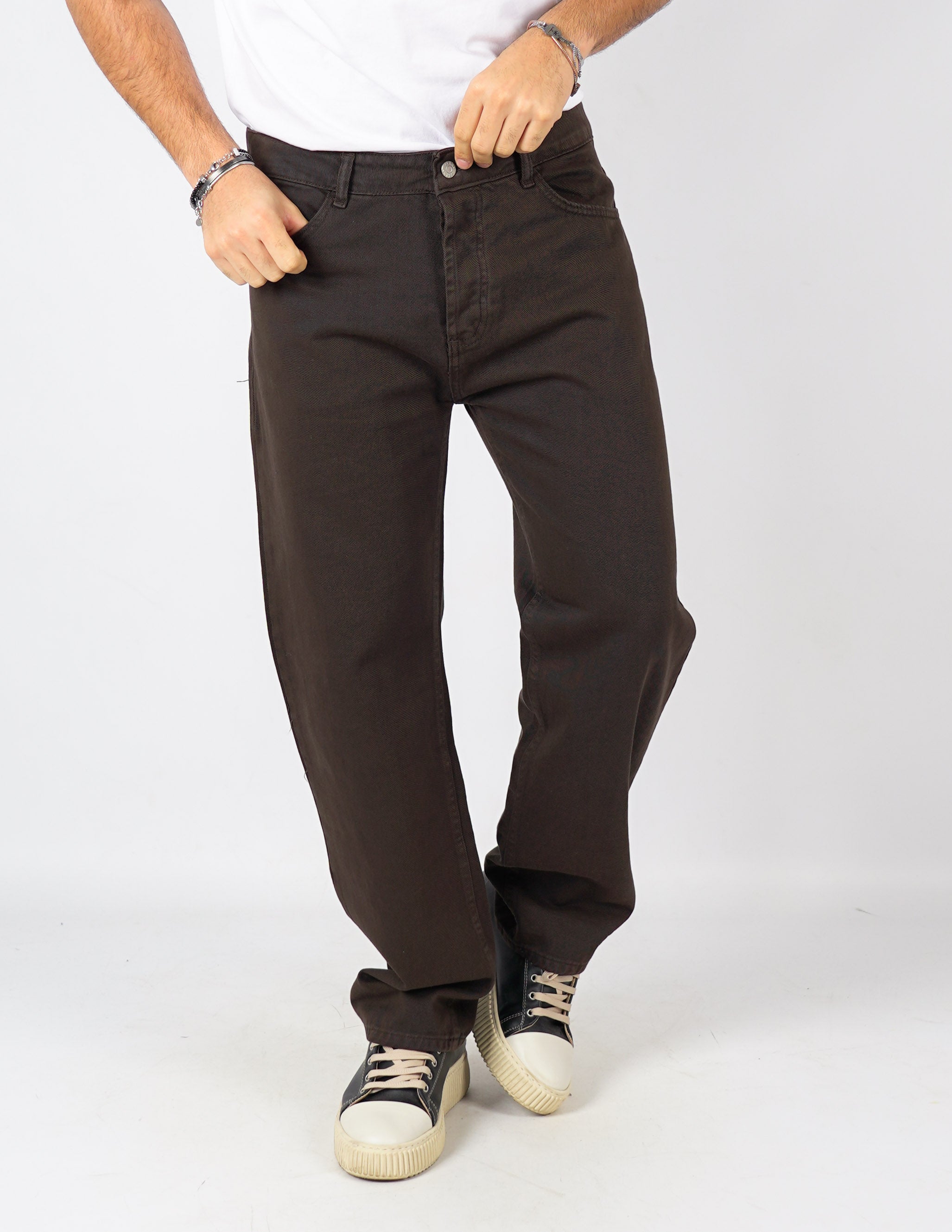 Jeans baggy tinta unita