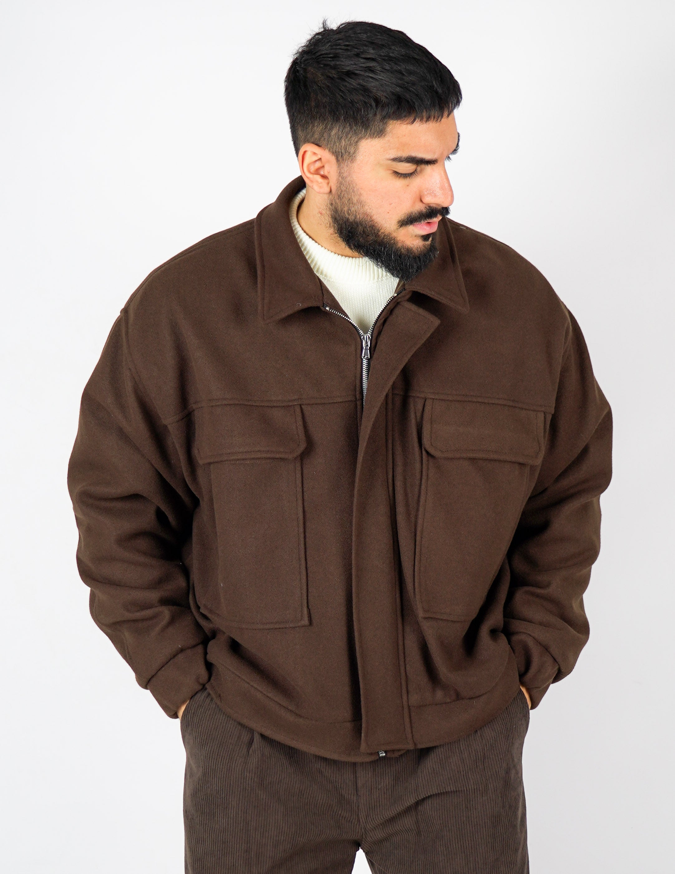 cappottino corto oversize con tasche