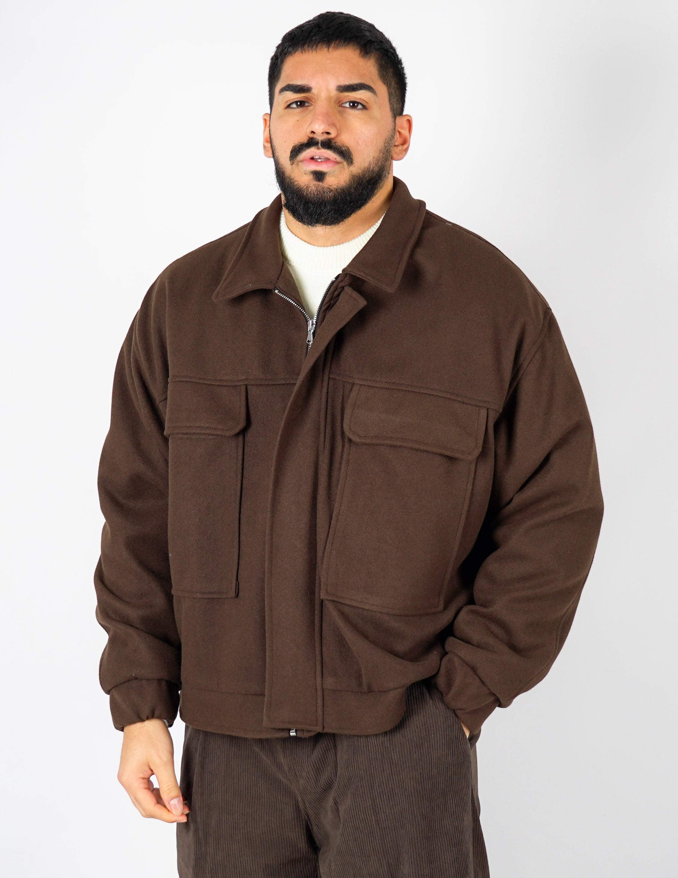 cappottino corto oversize con tasche