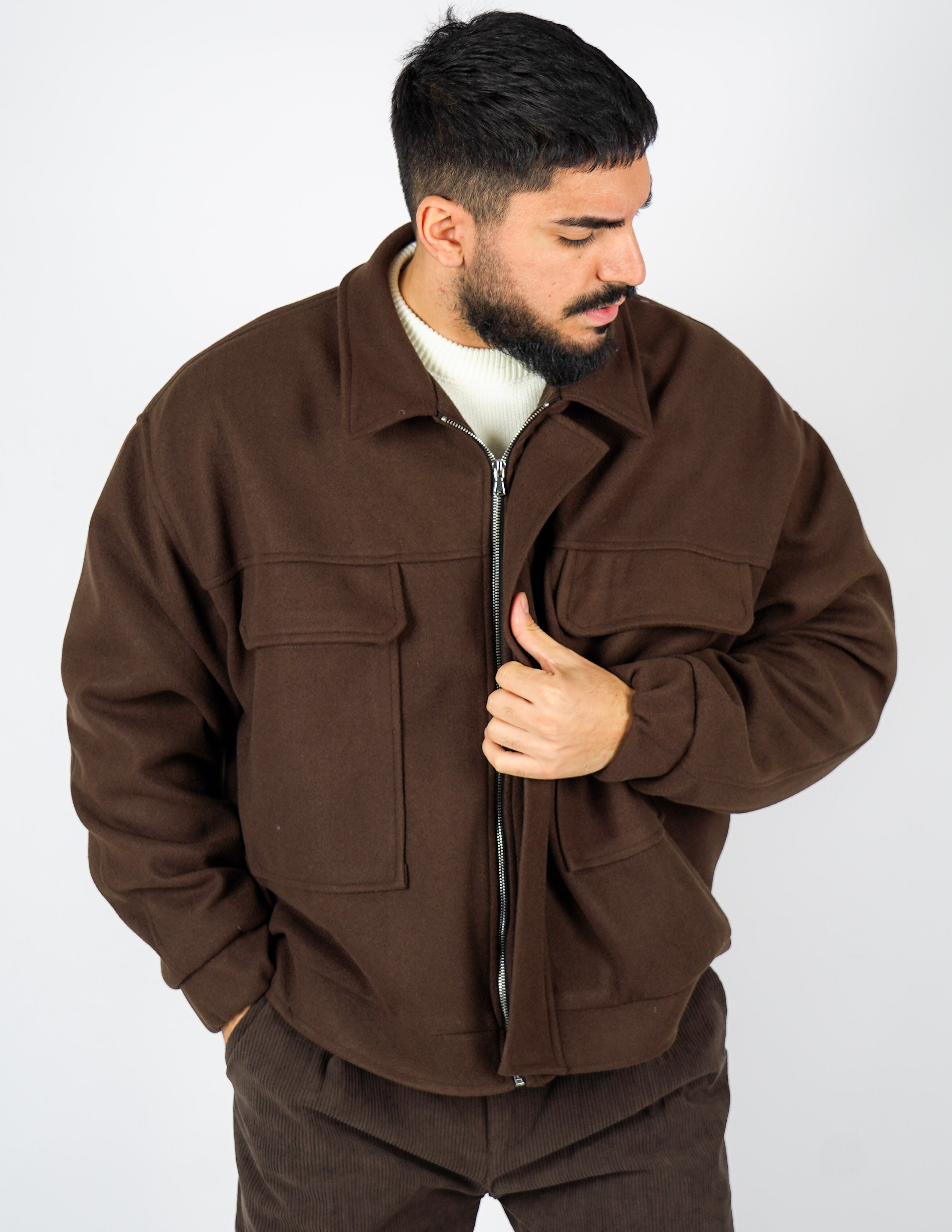 cappottino corto oversize con tasche