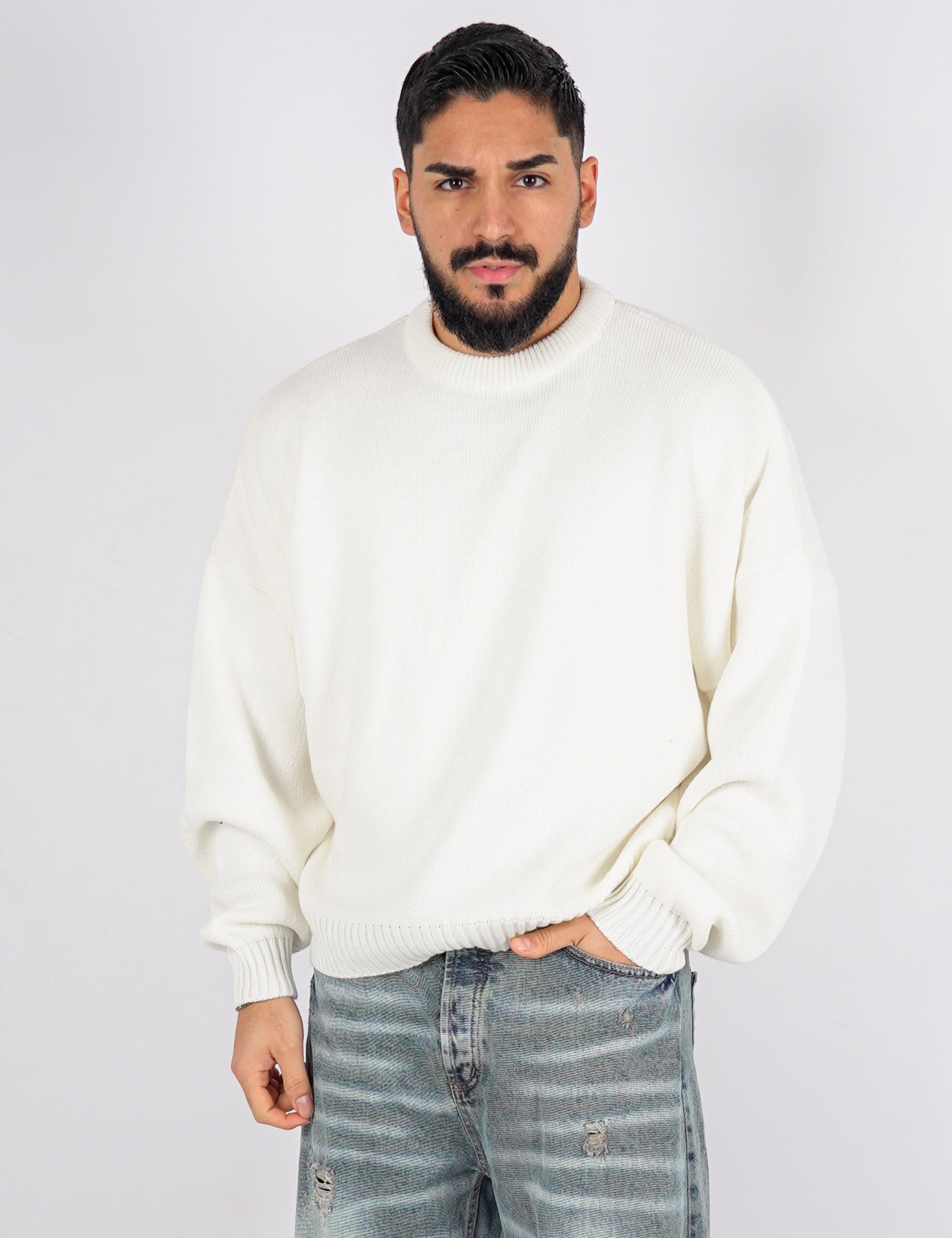 Maglione crop in lana