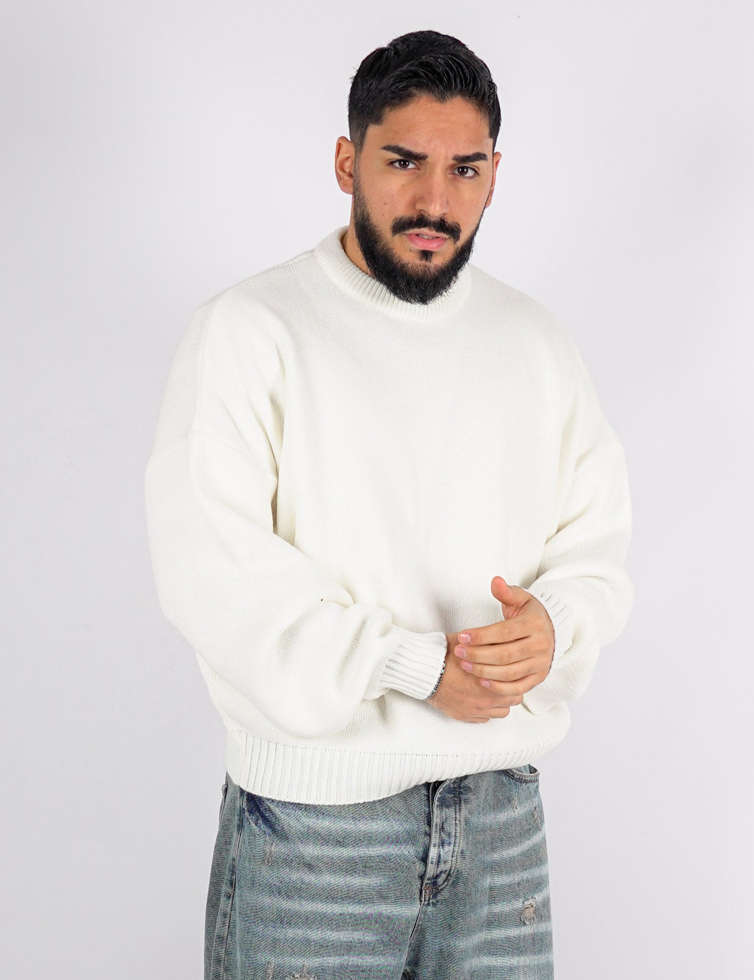 Maglione crop in lana