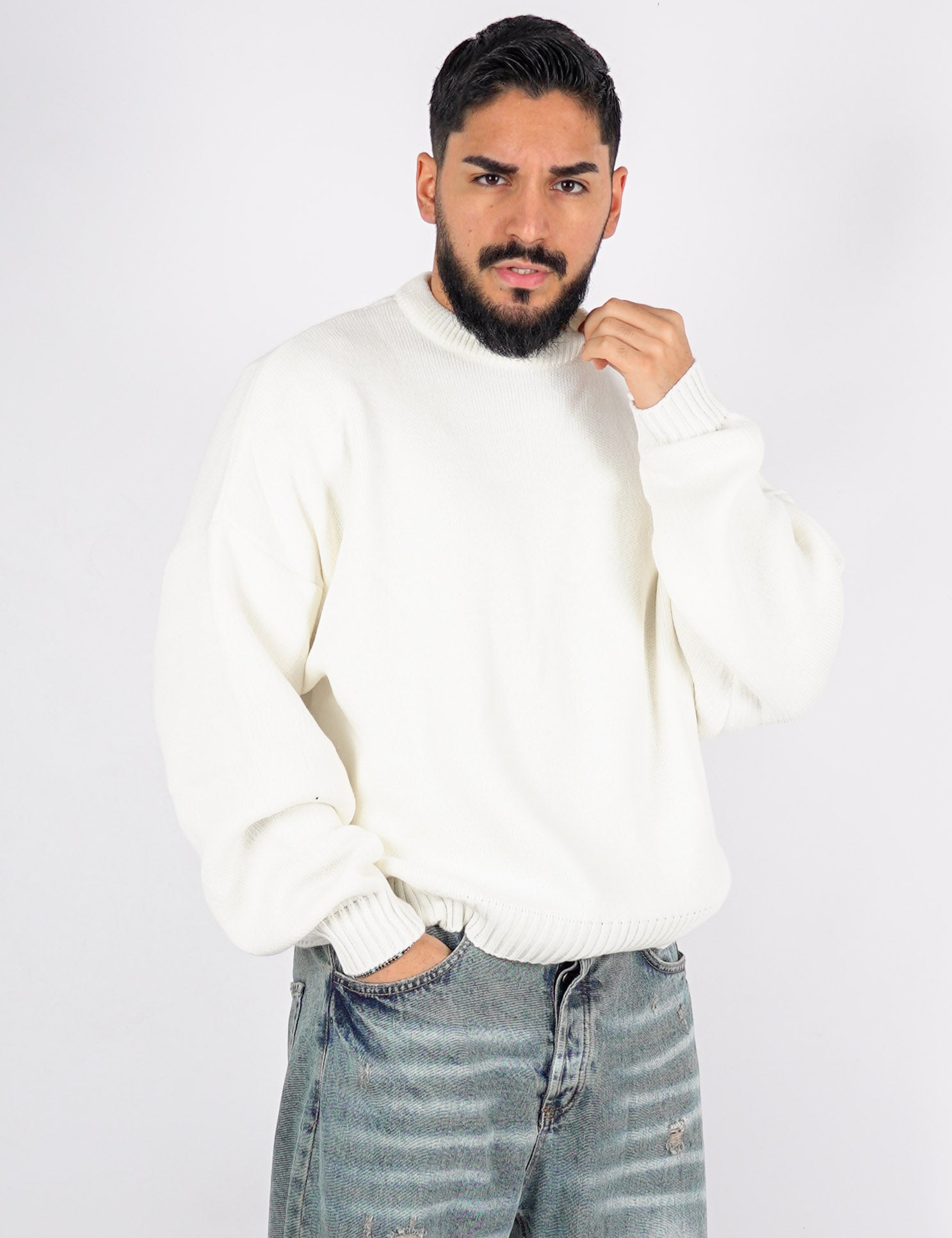 Maglione crop in lana