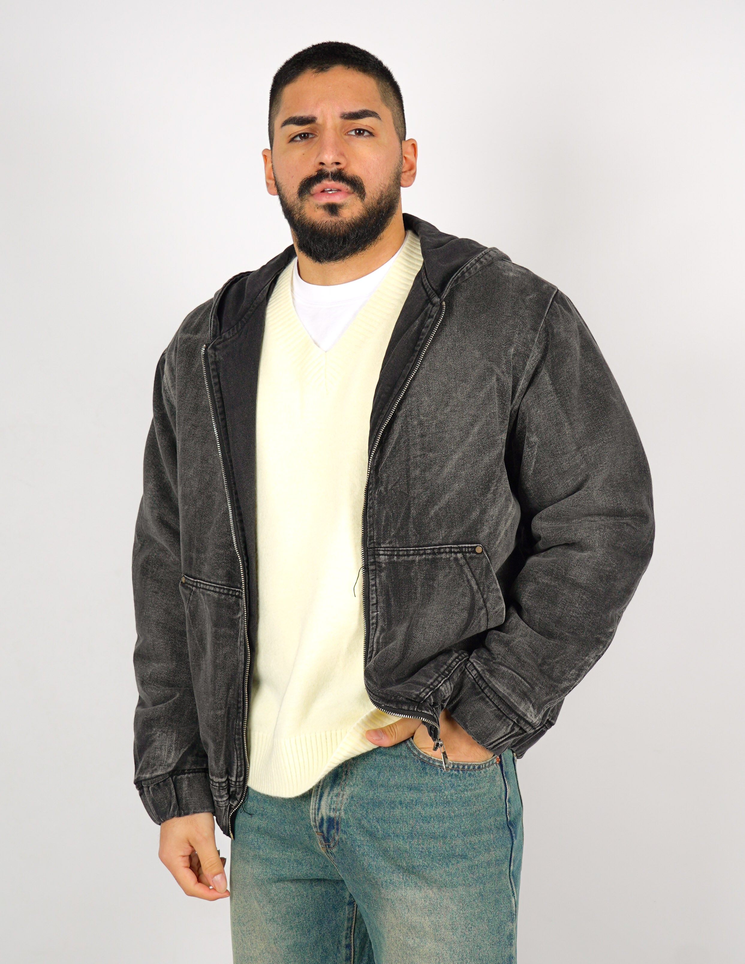 GIUBBINO UOMO CON ZIP E CAPPUCCIO