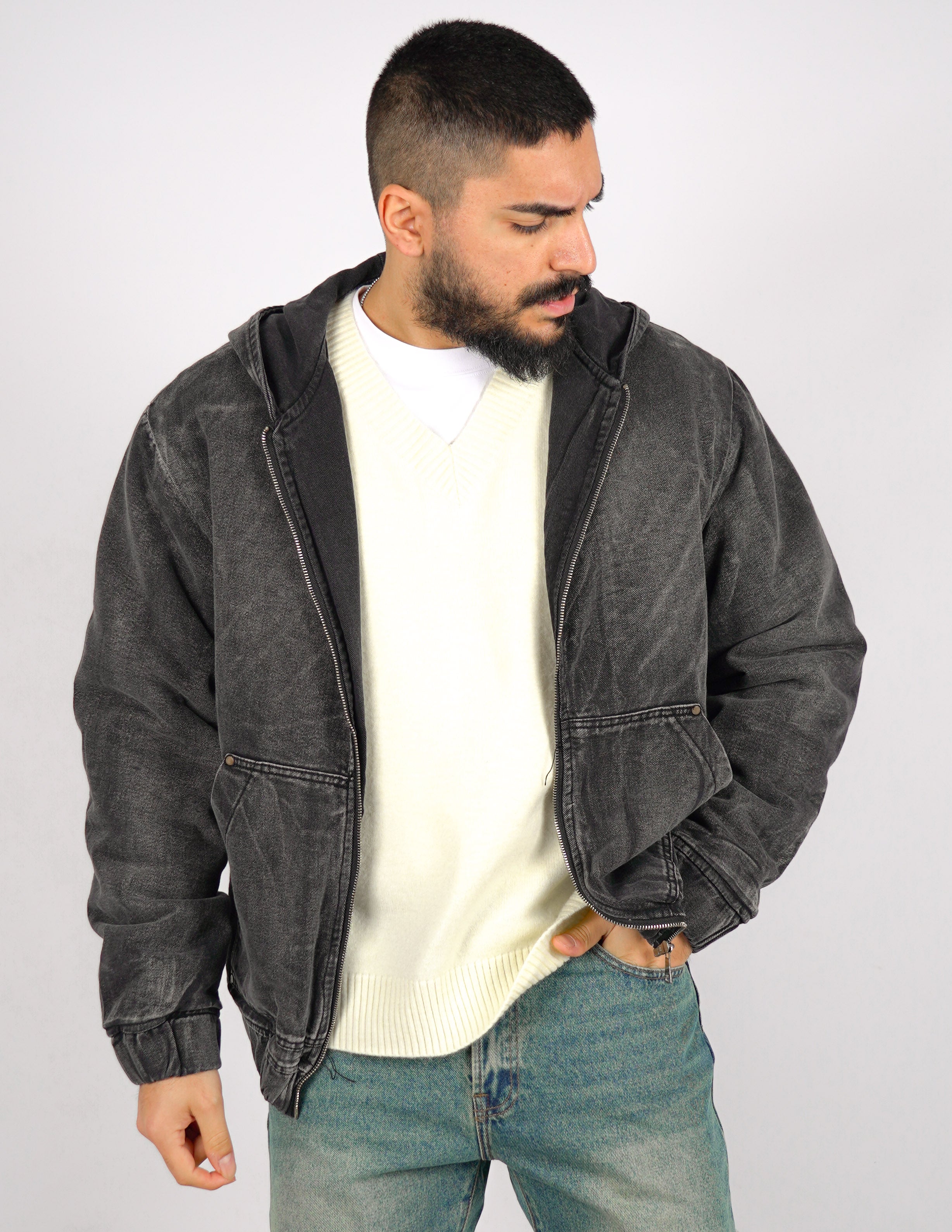 GIUBBINO UOMO CON ZIP E CAPPUCCIO