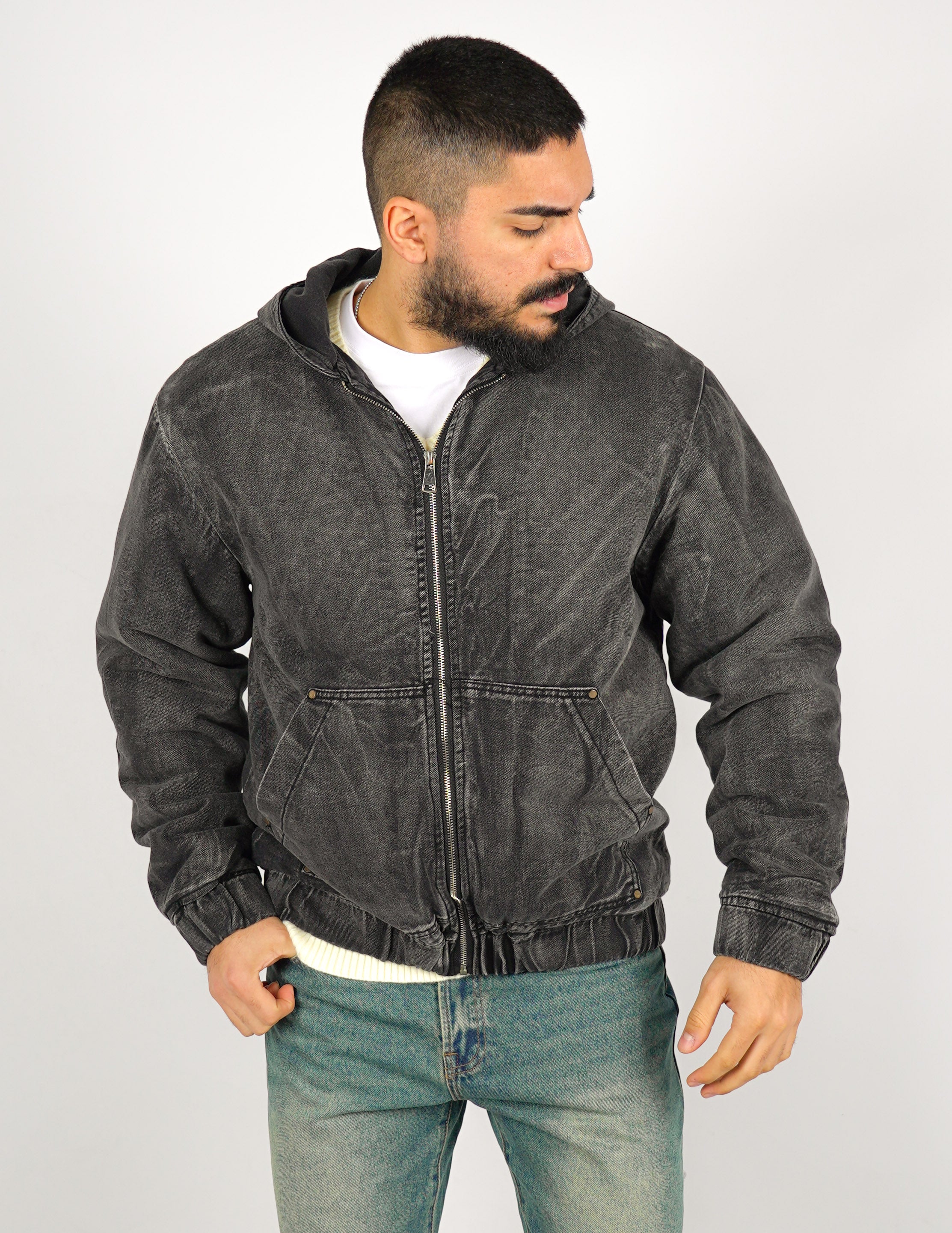 GIUBBINO UOMO CON ZIP E CAPPUCCIO