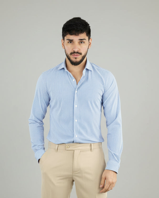 CAMICIA UOMO EXTRA LIGHT TESSUTO NO STIRO RIGATA