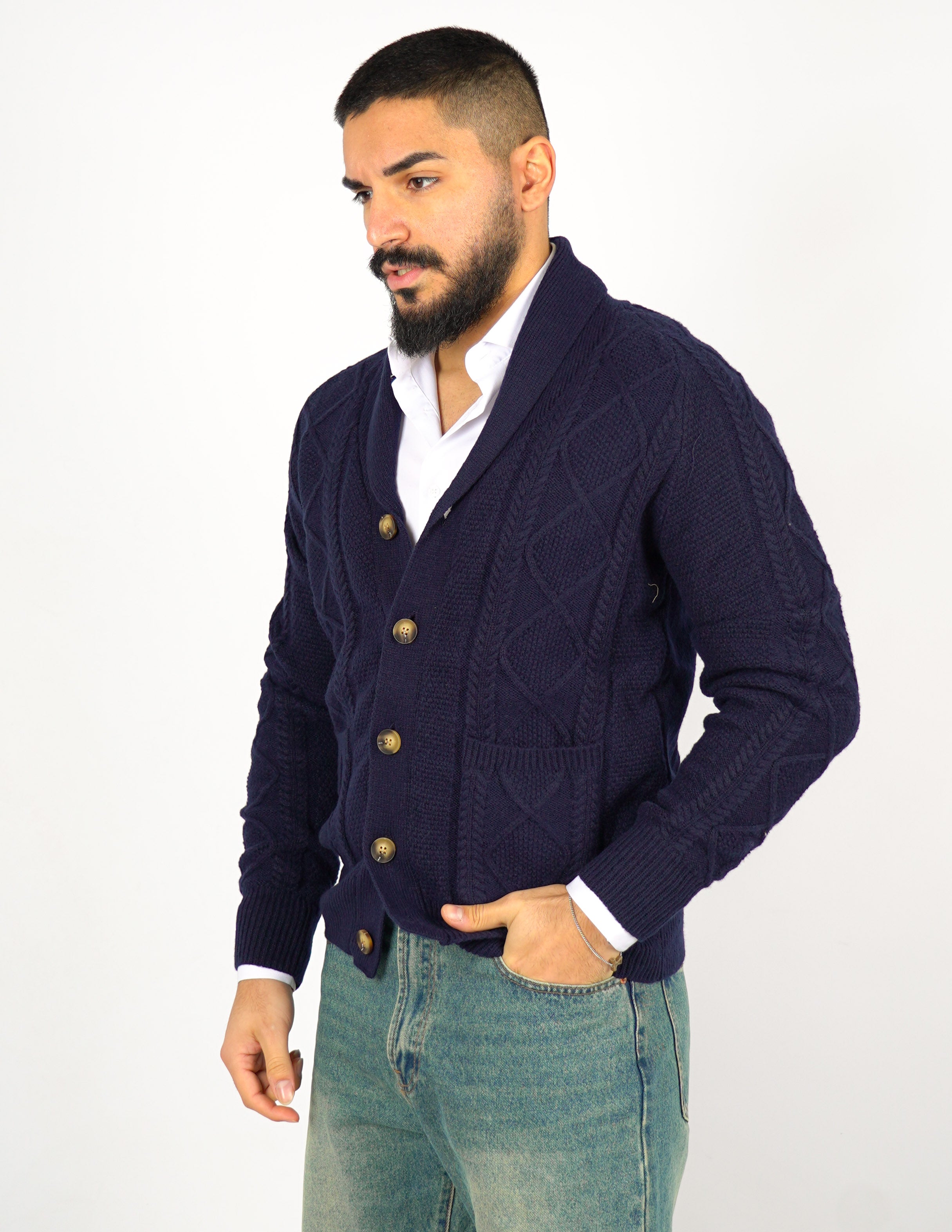 CARDIGAN STRUTTURATO CON COLLO