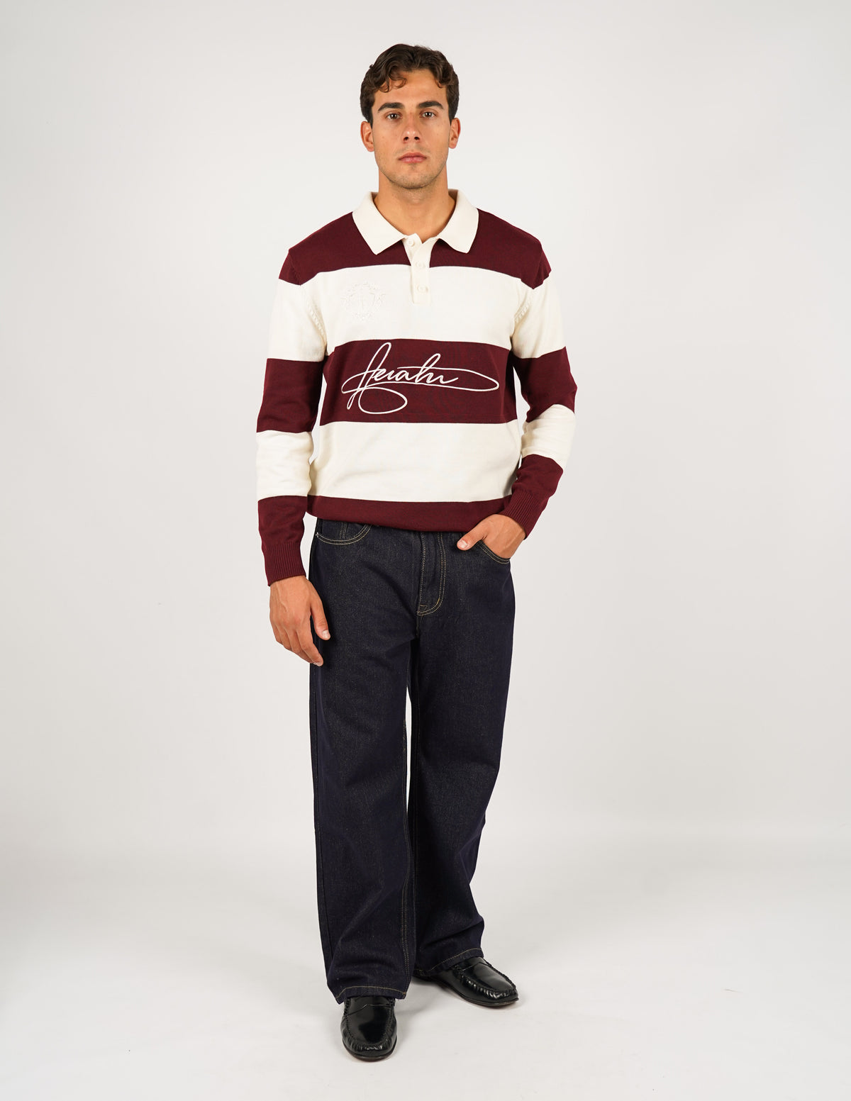 POLO MANICA LUNGA RIGATA CON RICAMI