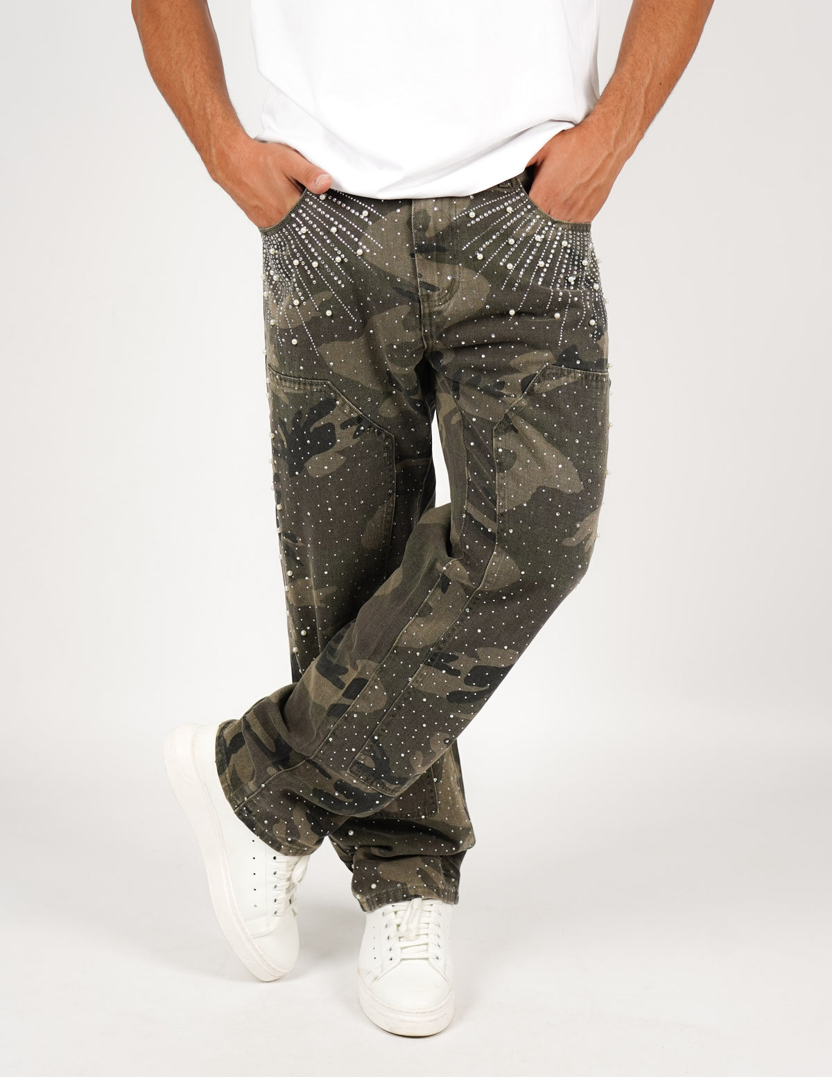 JEANS CAMOUFLAGE CON DETTAGLIO