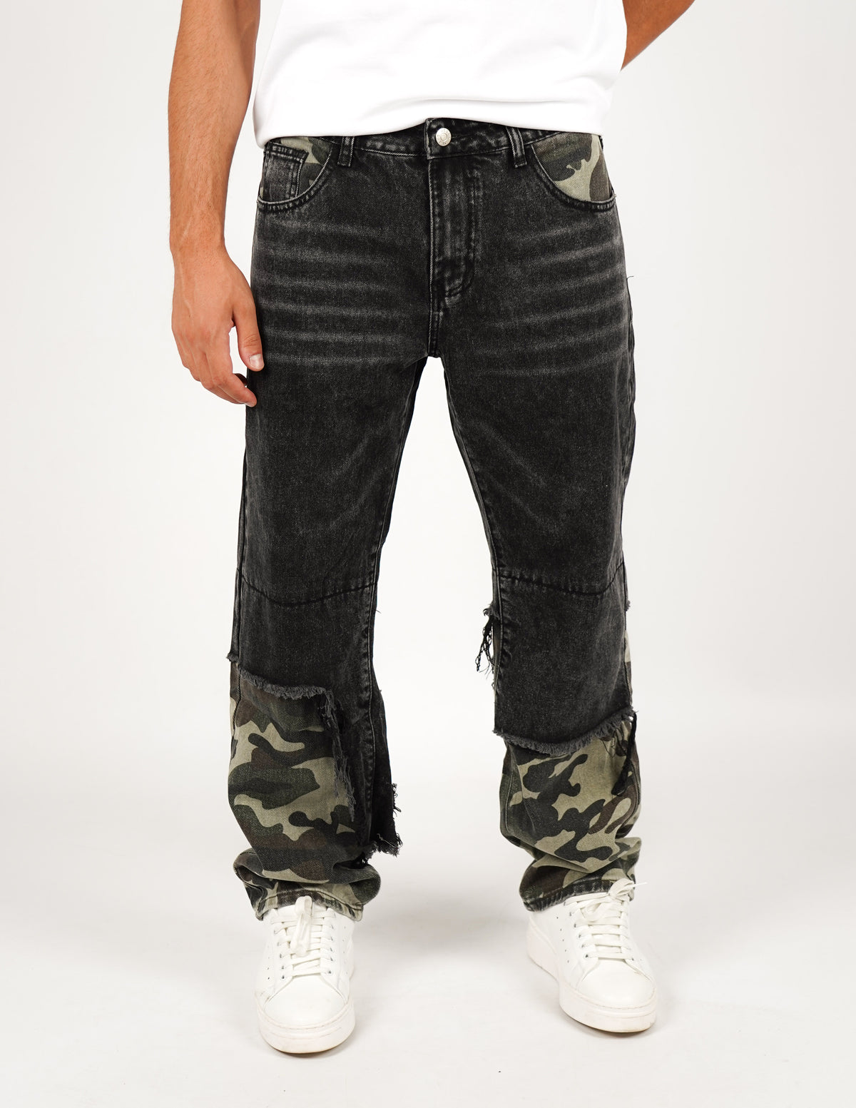 JEANS NERO FONDO MILITARE
