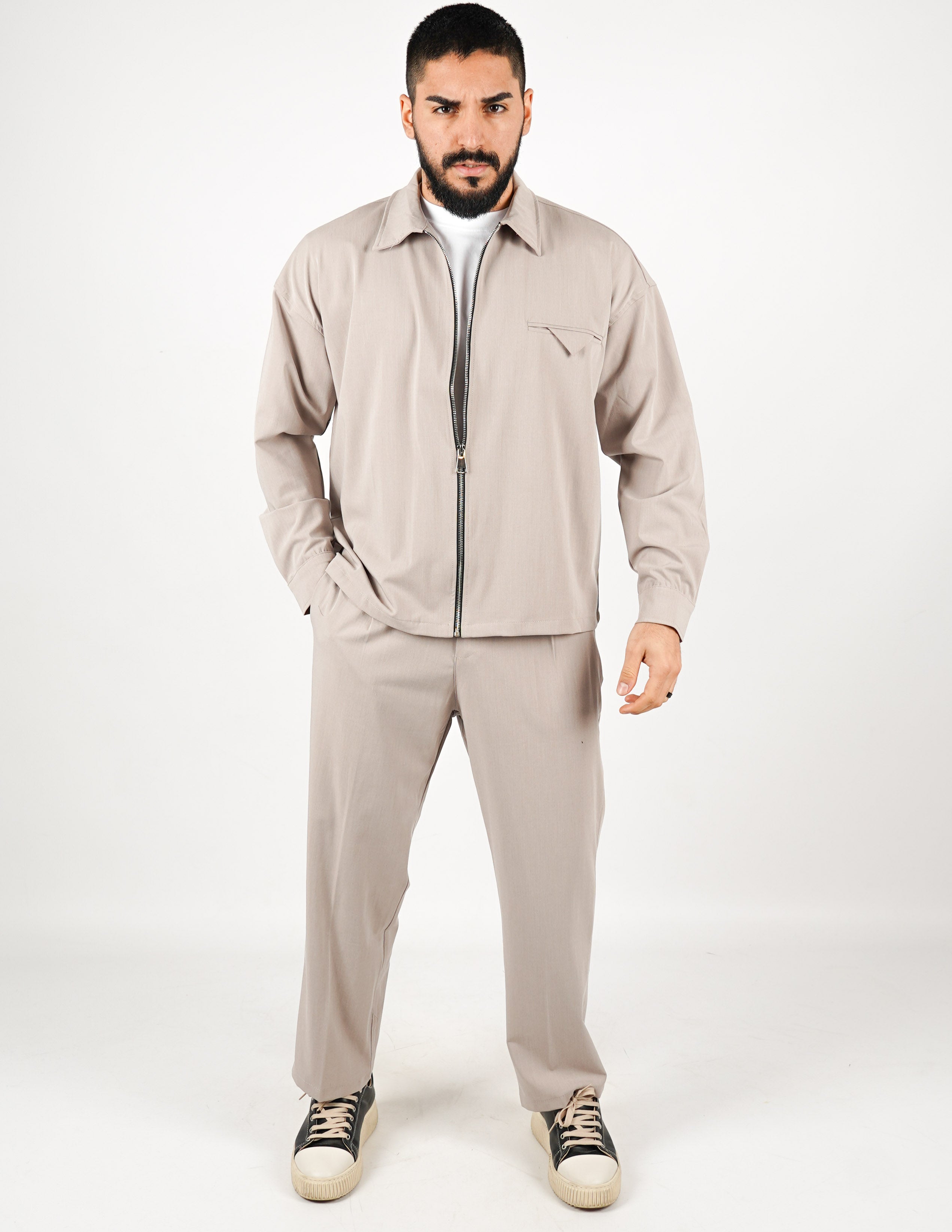 COORDINATO CON ZIP TINTA UNITA
