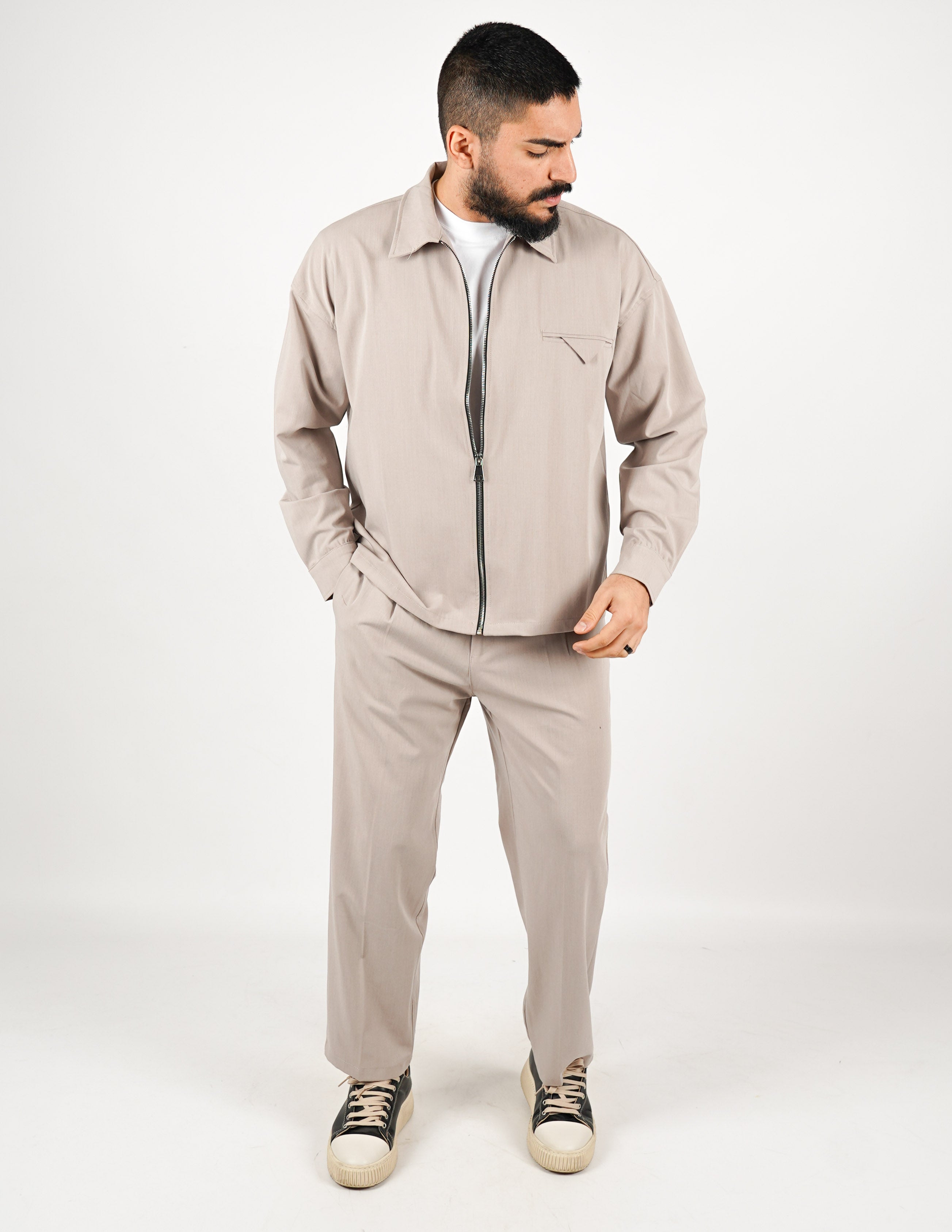 COORDINATO CON ZIP TINTA UNITA
