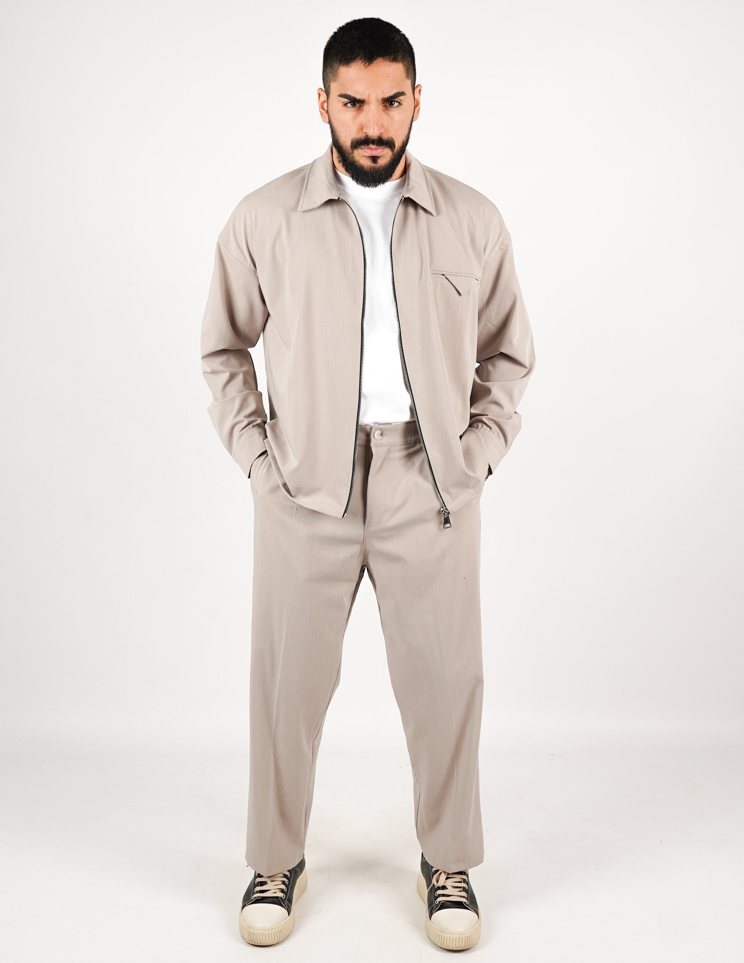 COORDINATO CON ZIP TINTA UNITA