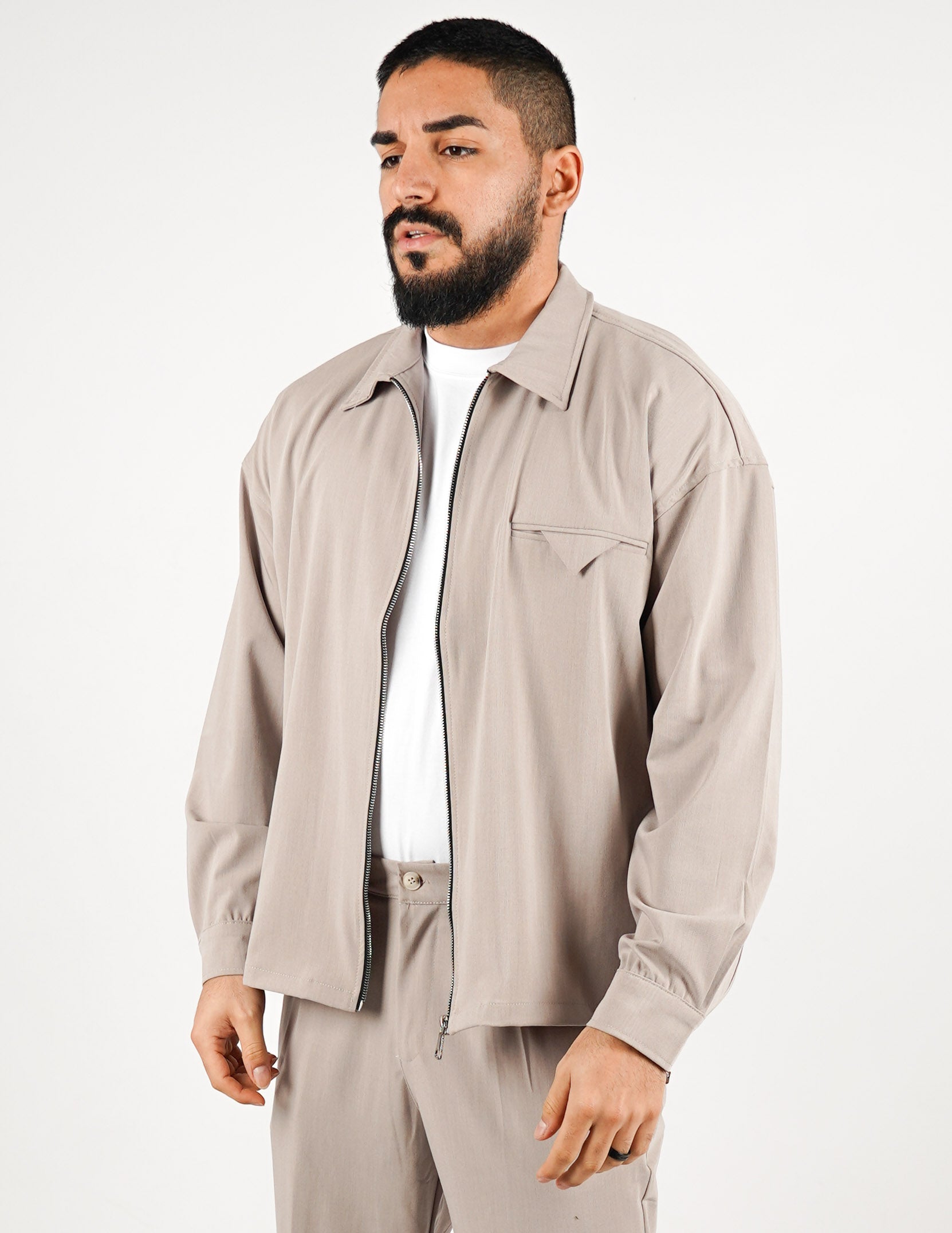 COORDINATO CON ZIP TINTA UNITA