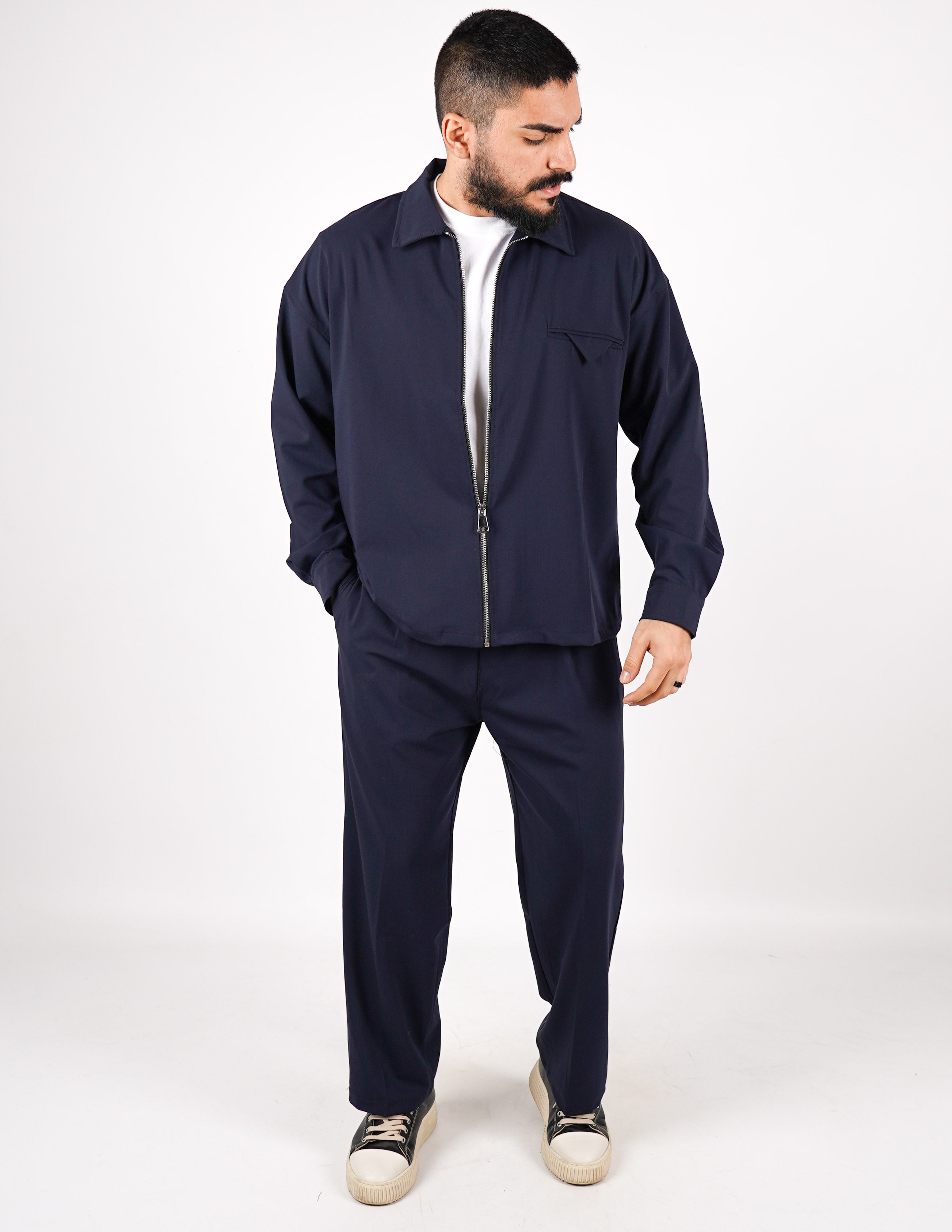 COORDINATO CON ZIP TINTA UNITA