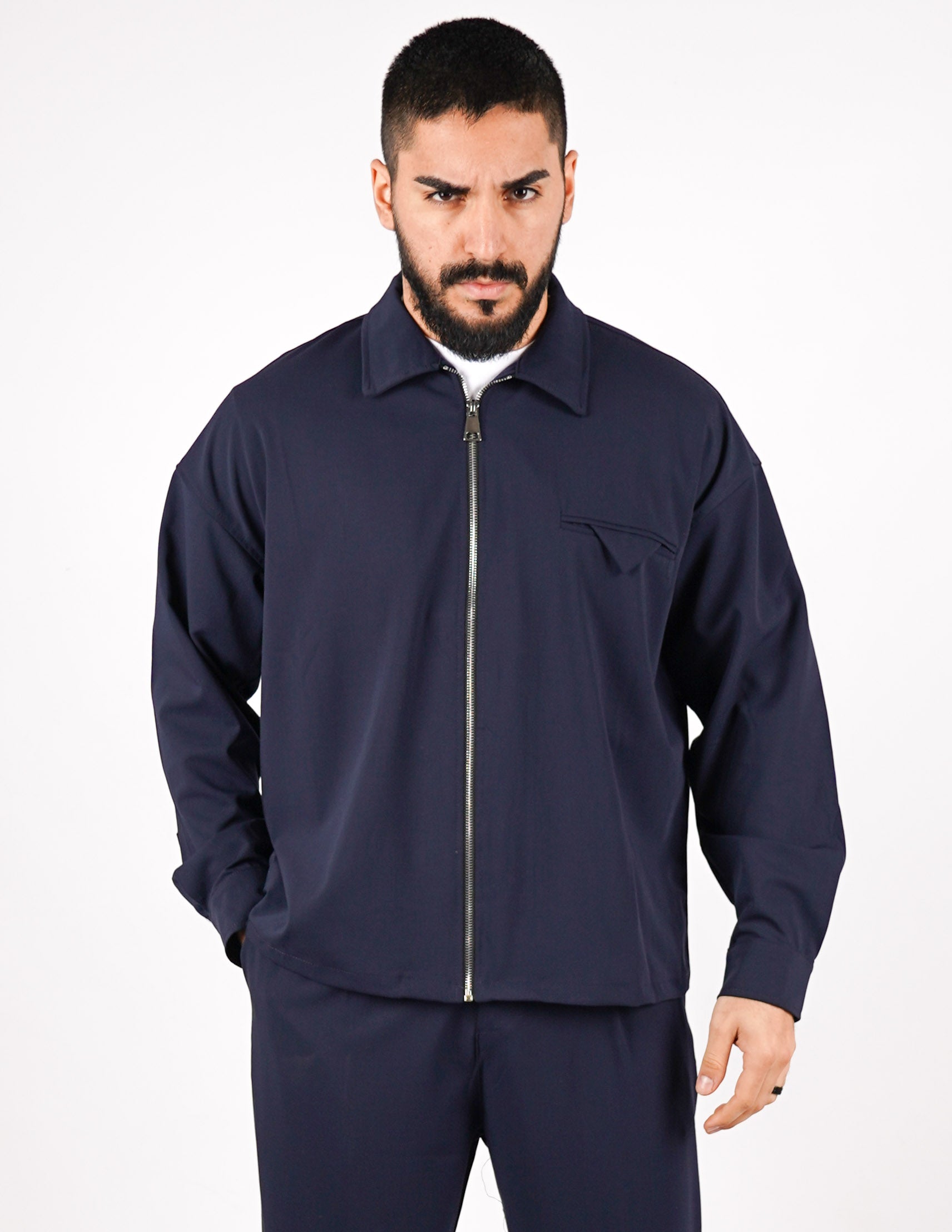 COORDINATO CON ZIP TINTA UNITA