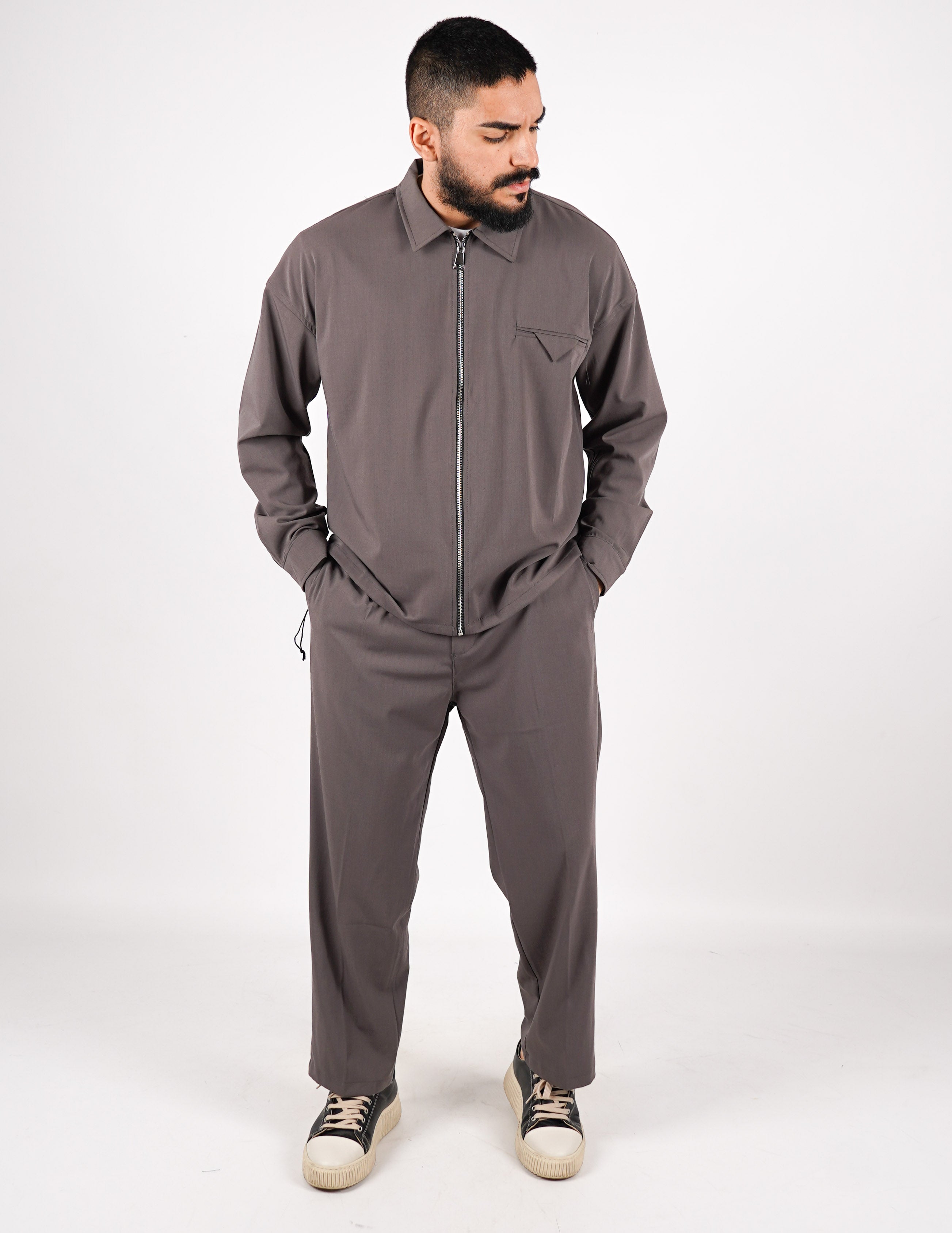COORDINATO CON ZIP TINTA UNITA