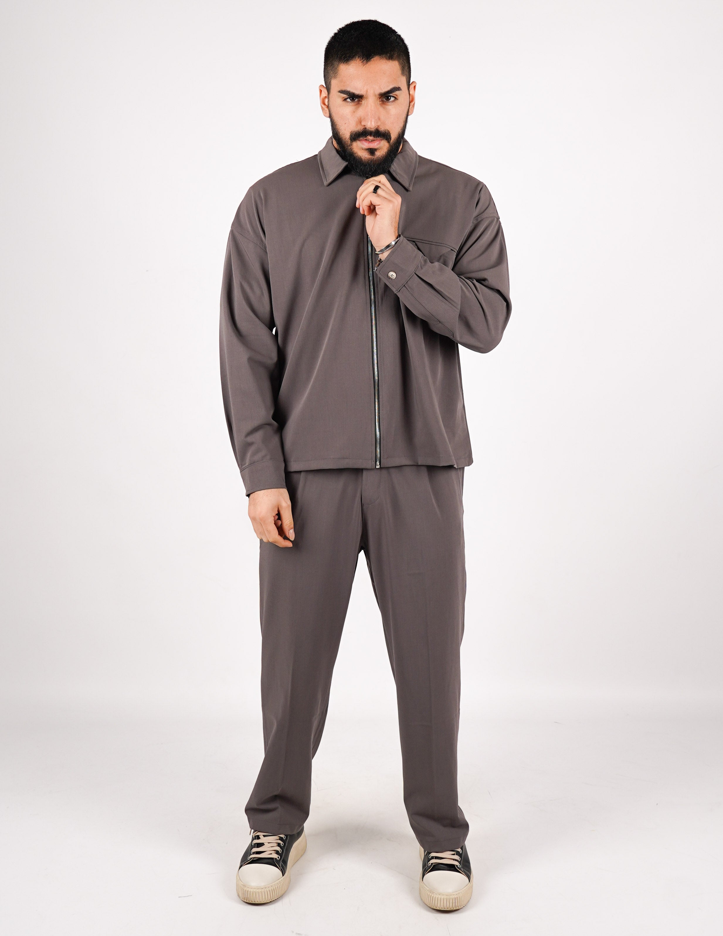 COORDINATO CON ZIP TINTA UNITA