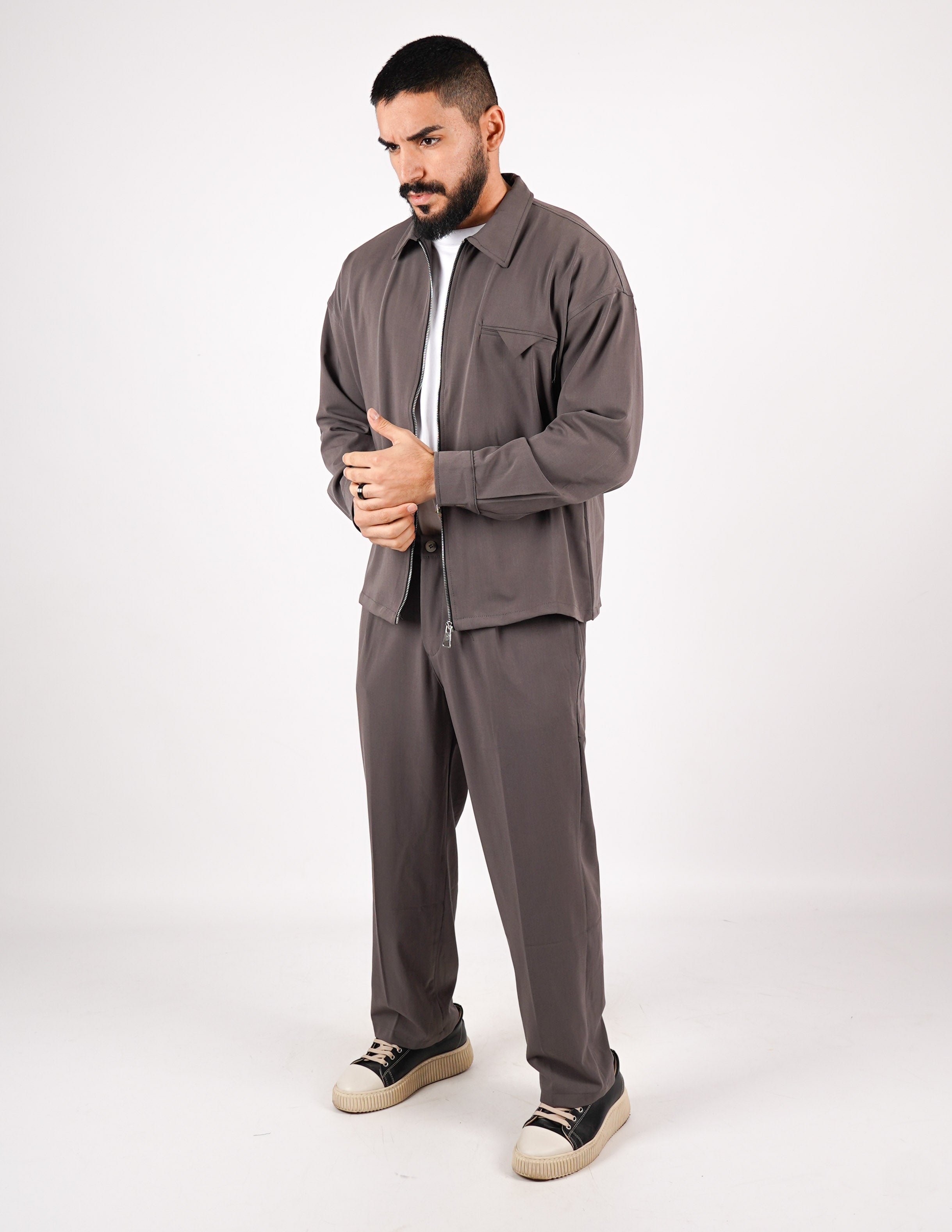 COORDINATO CON ZIP TINTA UNITA