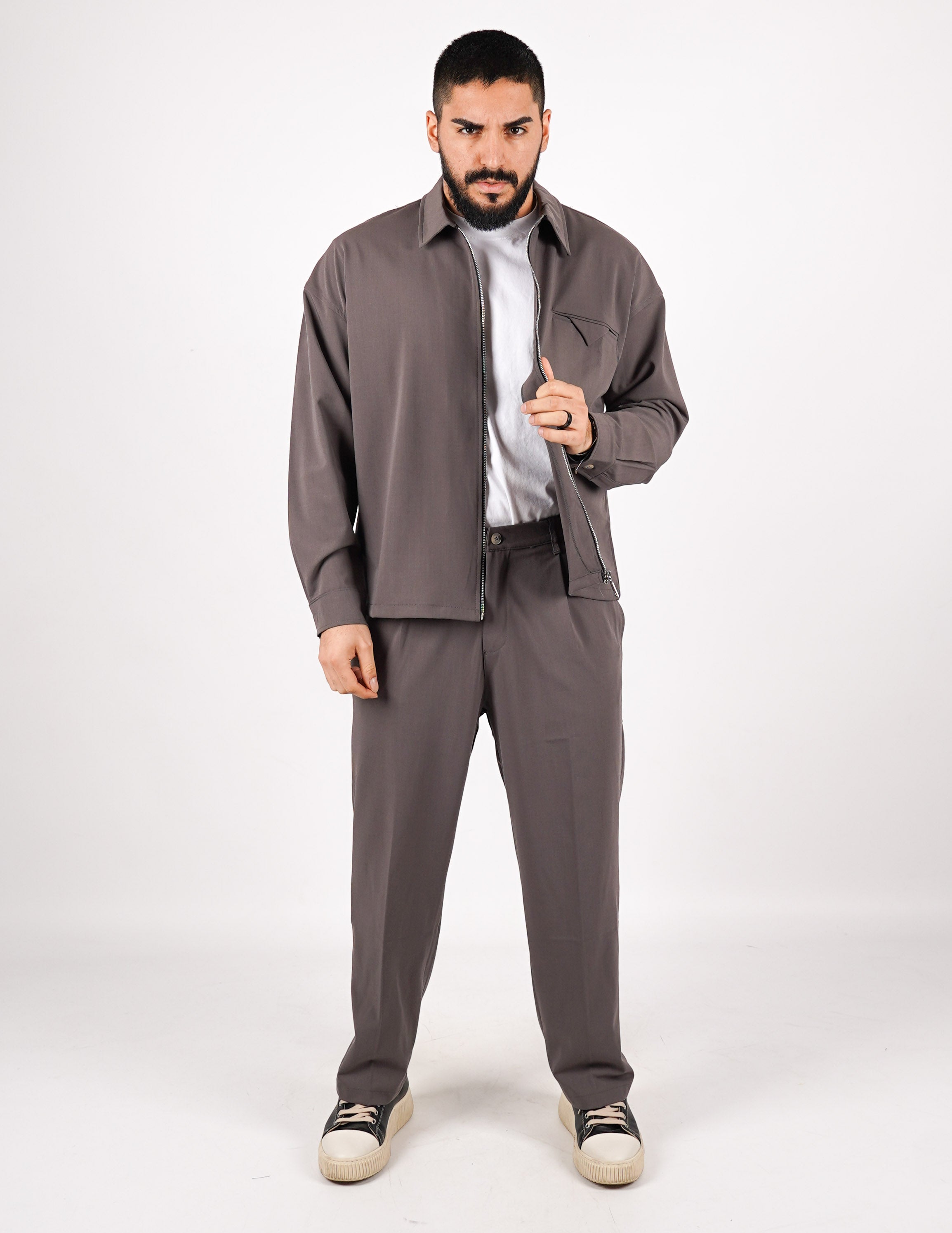 COORDINATO CON ZIP TINTA UNITA