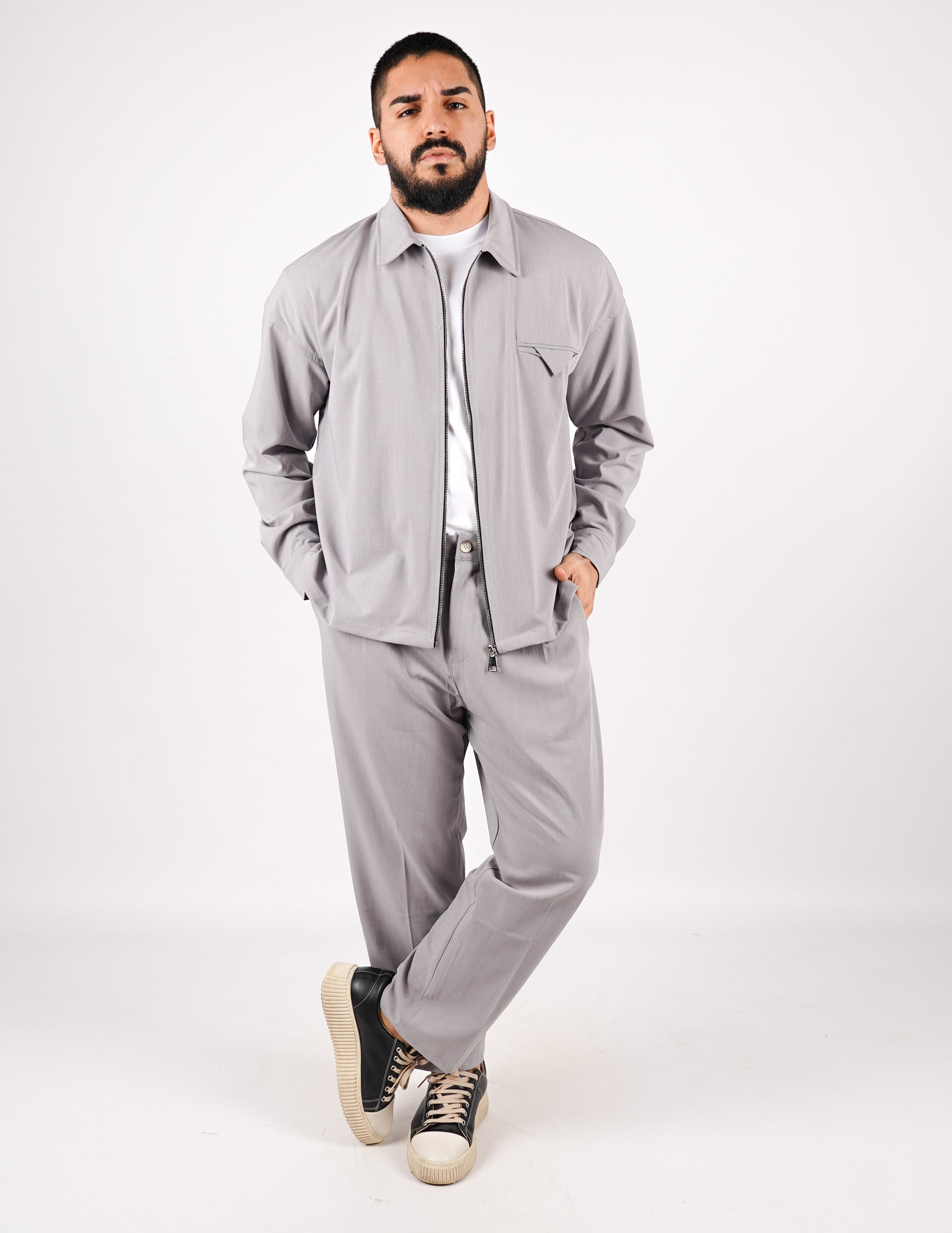 COORDINATO CON ZIP TINTA UNITA