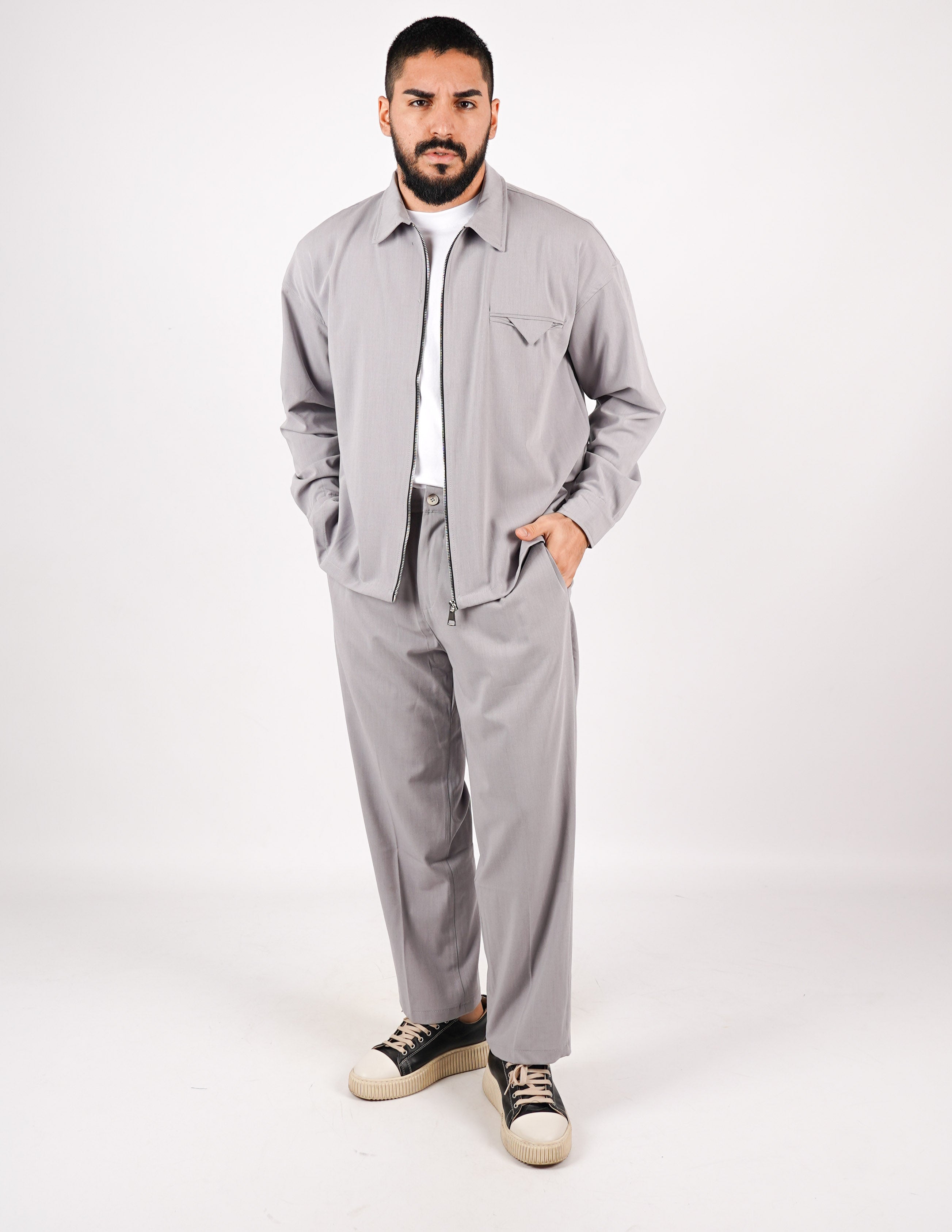 COORDINATO CON ZIP TINTA UNITA