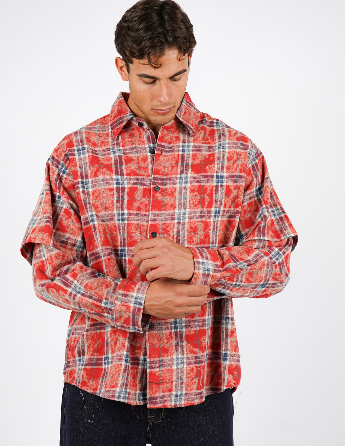camicia slavata doppia manica  a quadri
