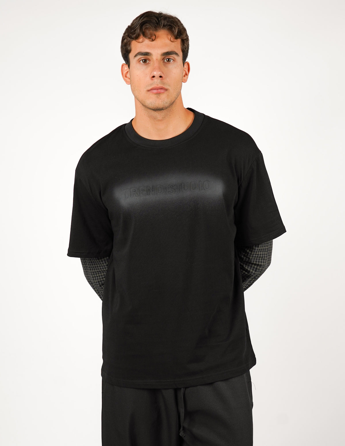 LONGSLEEVE IN COTONE CON MANICA A QUADRI