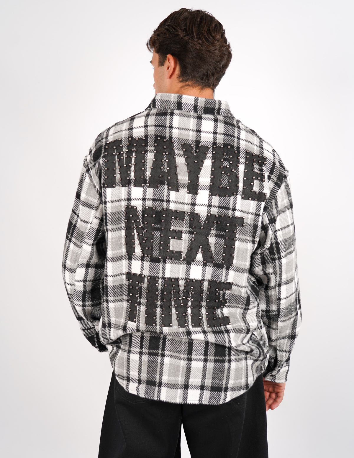 camicia a quadri in flanella con ricamo