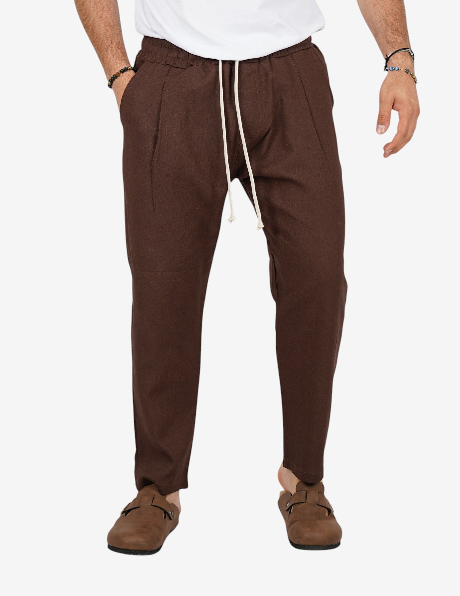 PANTALONE UOMO JOGGER CAPRI LINO