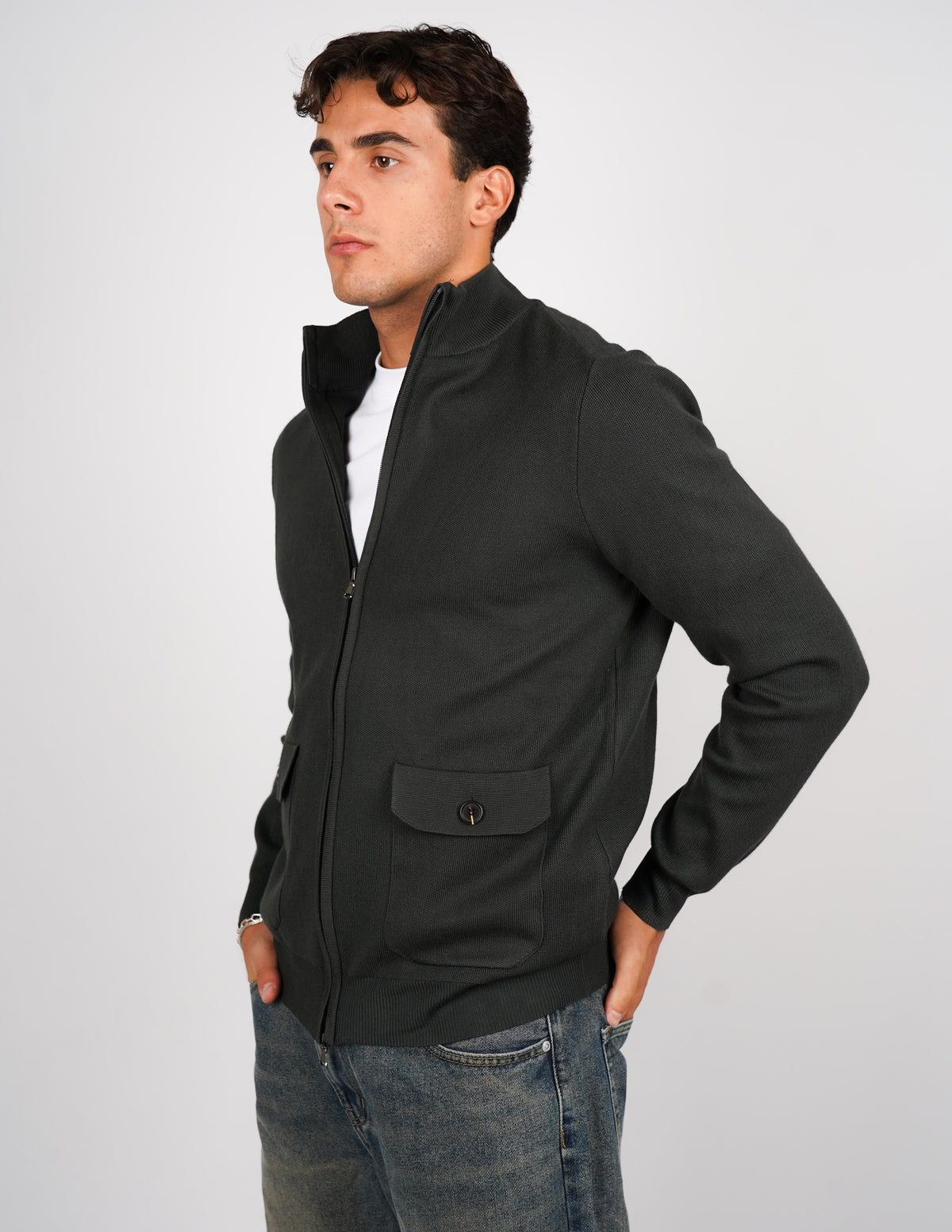 CARDIGAN CON ZIP E TASCHE