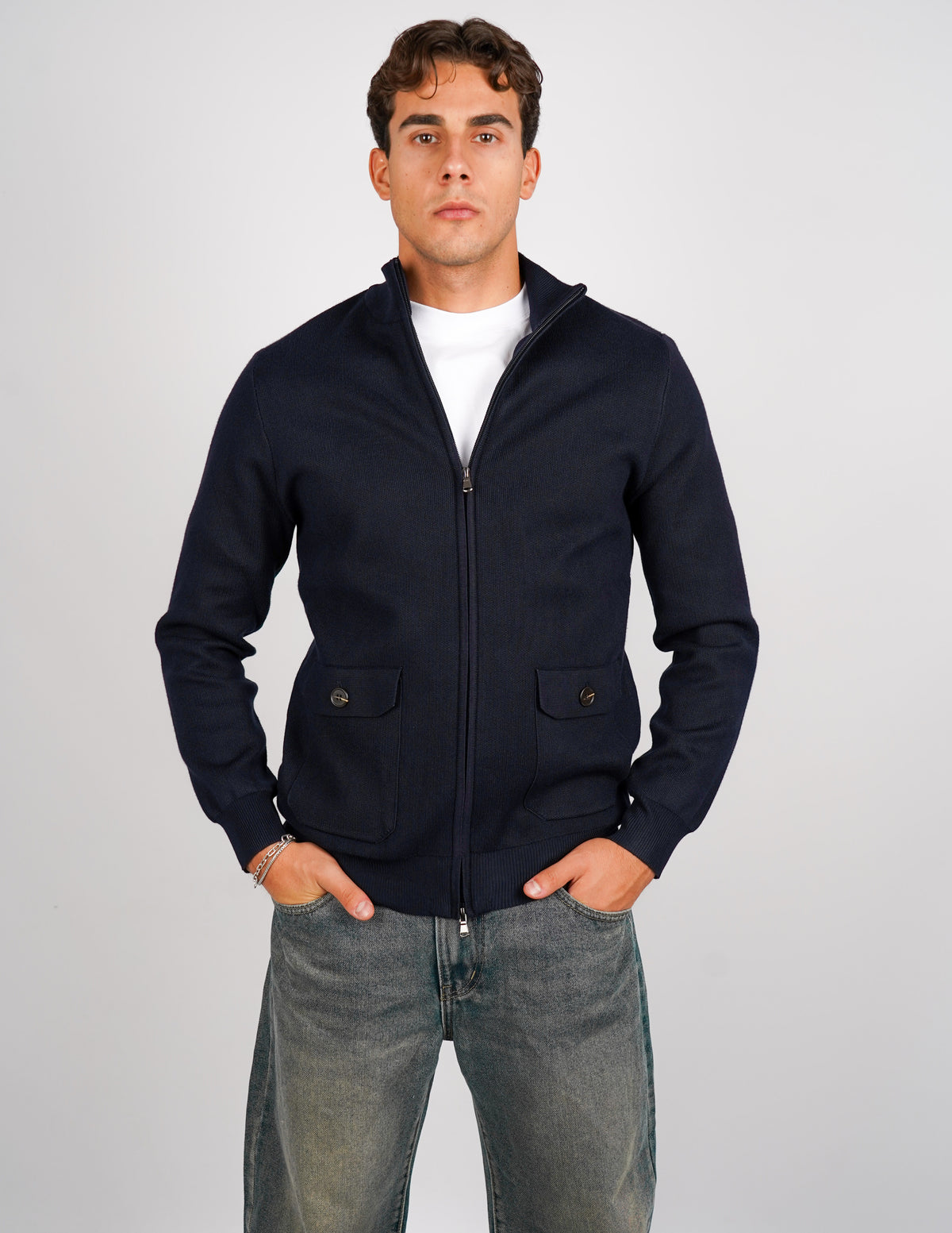 CARDIGAN CON ZIP E TASCHE