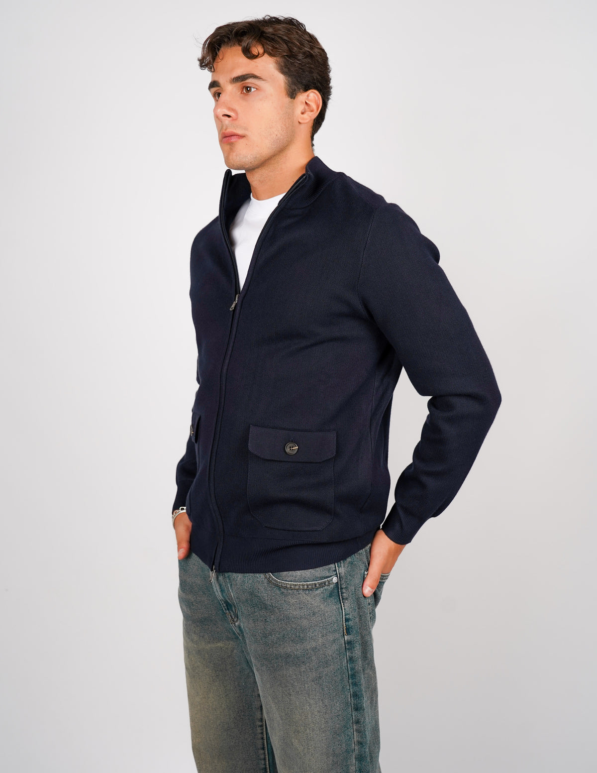 CARDIGAN CON ZIP E TASCHE