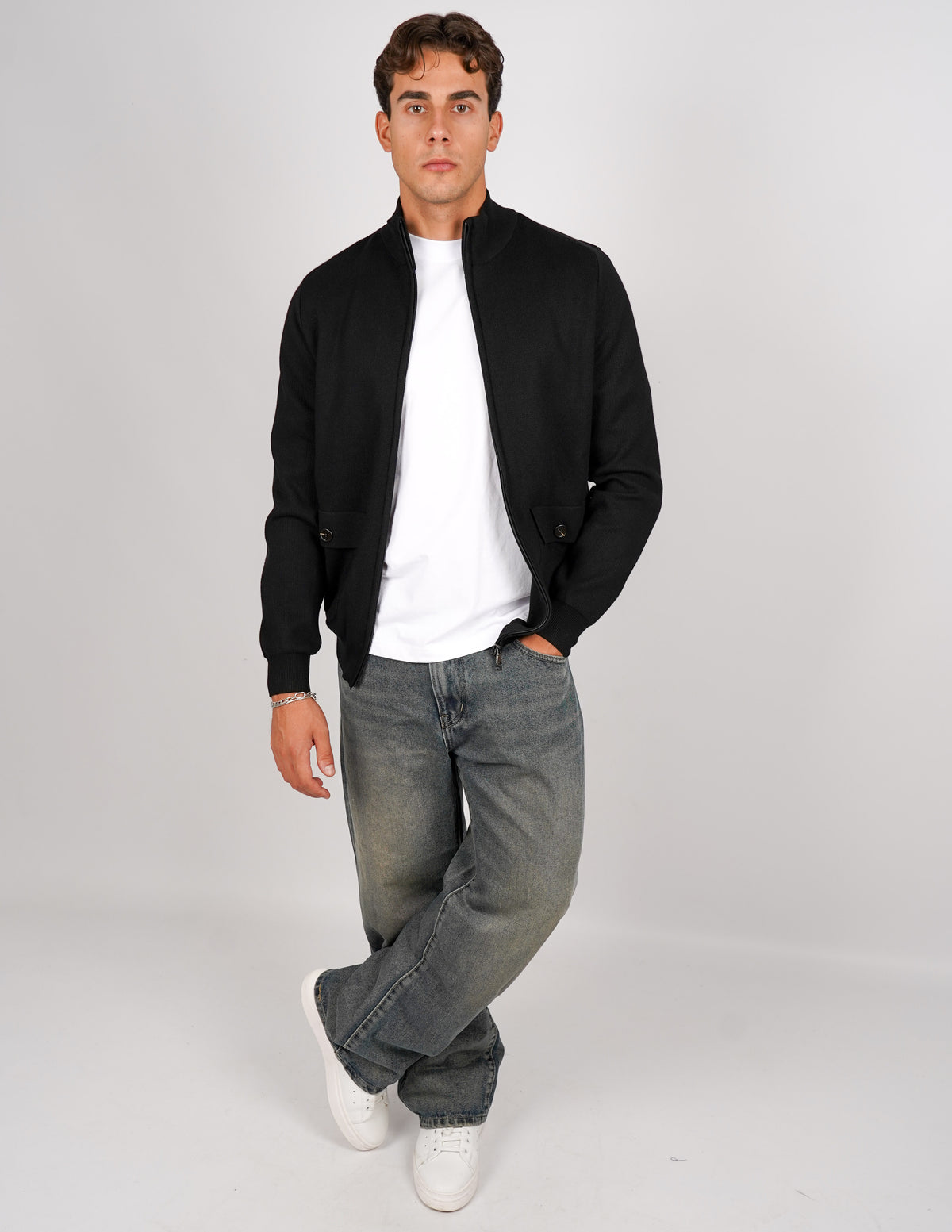 CARDIGAN CON ZIP E TASCHE