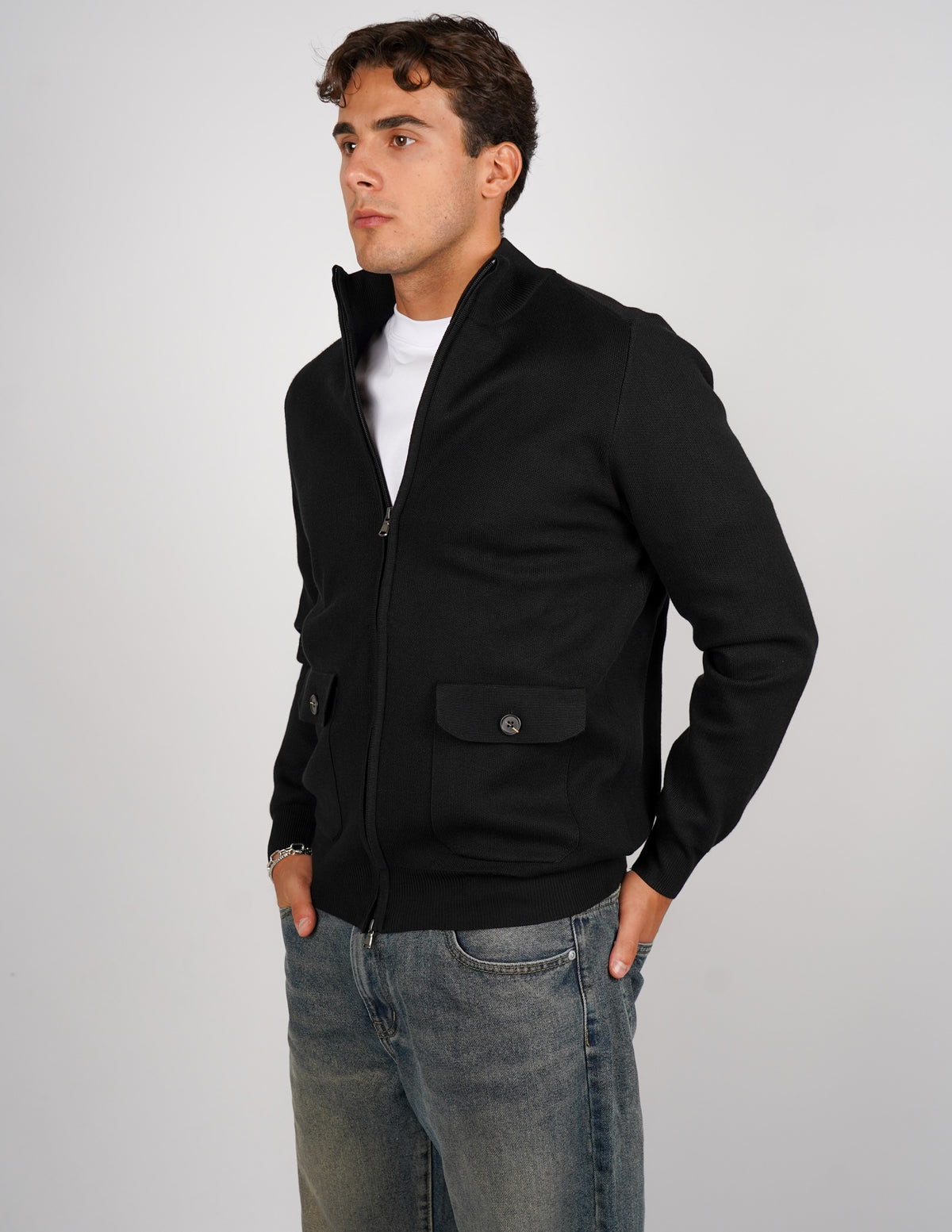 CARDIGAN CON ZIP E TASCHE