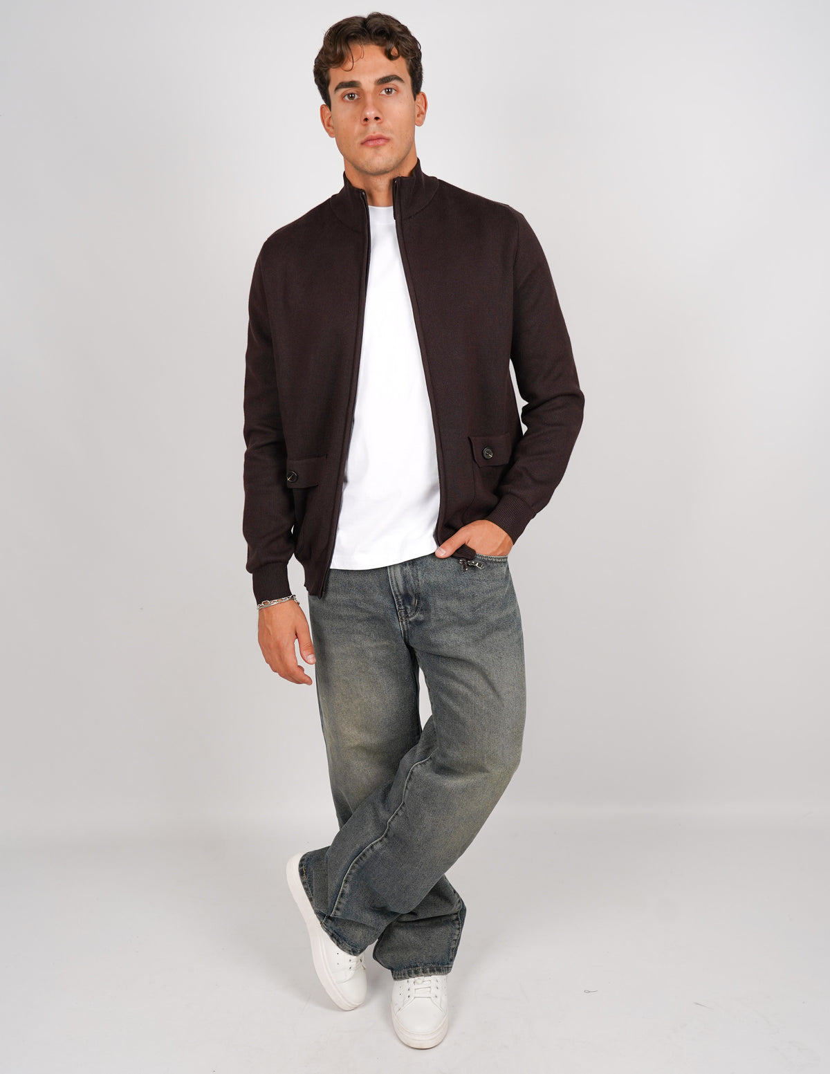 CARDIGAN CON ZIP E TASCHE