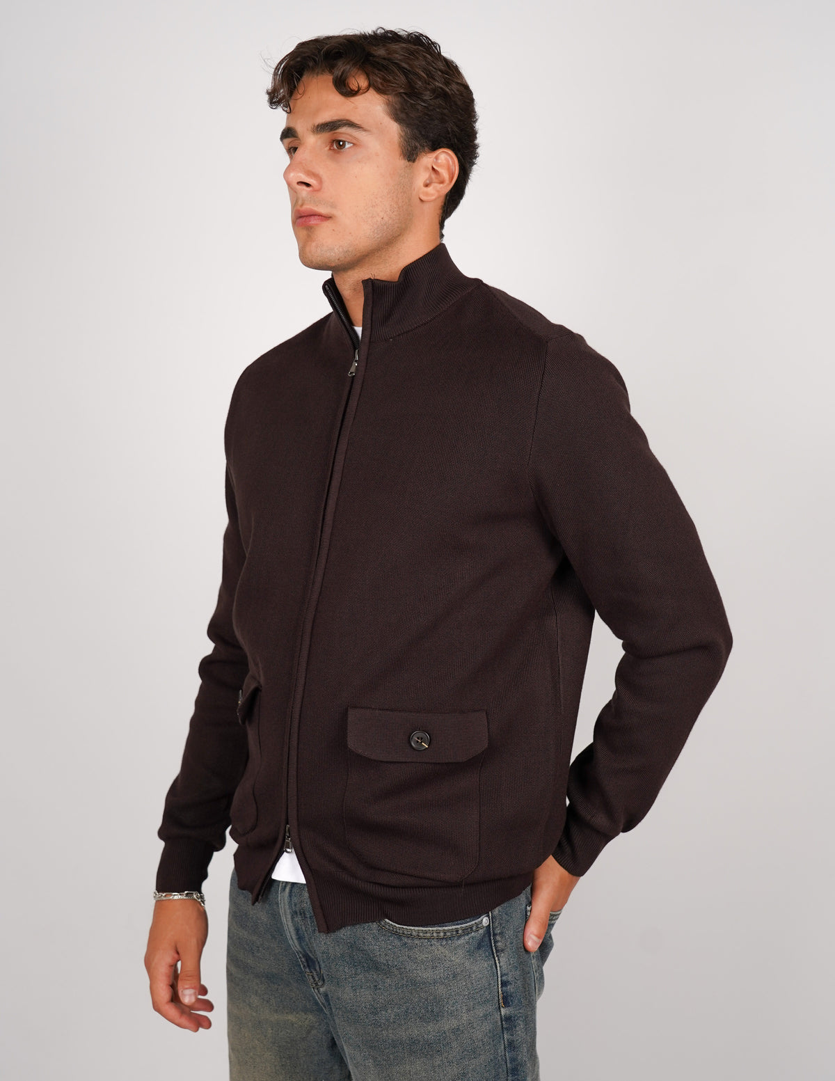 CARDIGAN CON ZIP E TASCHE