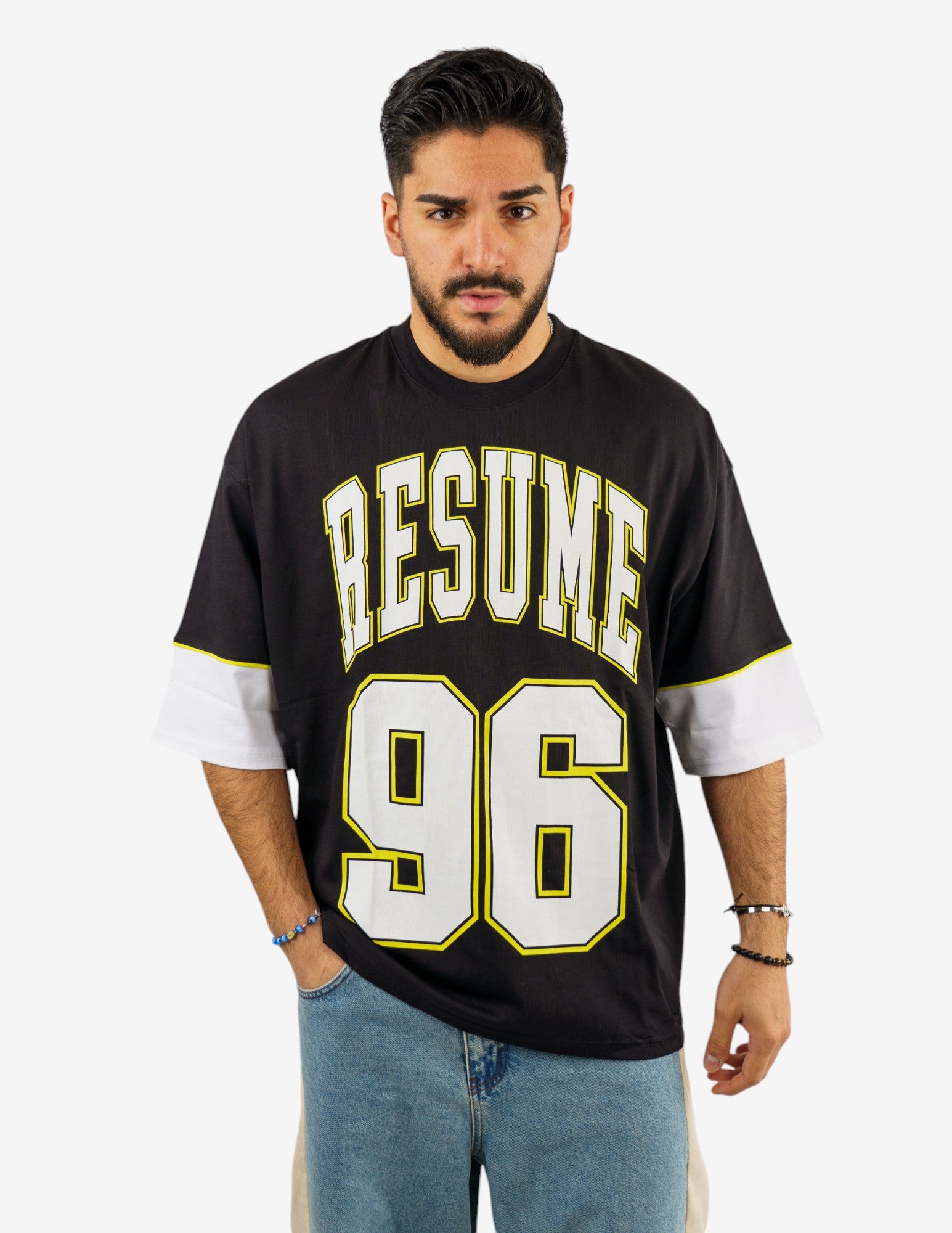 t-shirt over basket con stampa