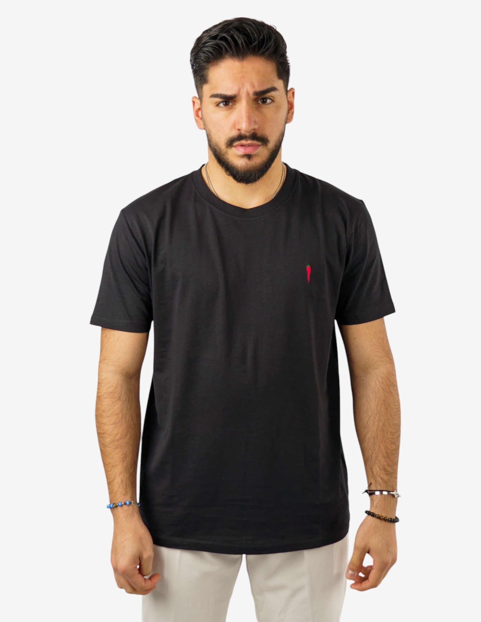 T-SHIRT GIROCOLLO IN COTONE CON RICAMO