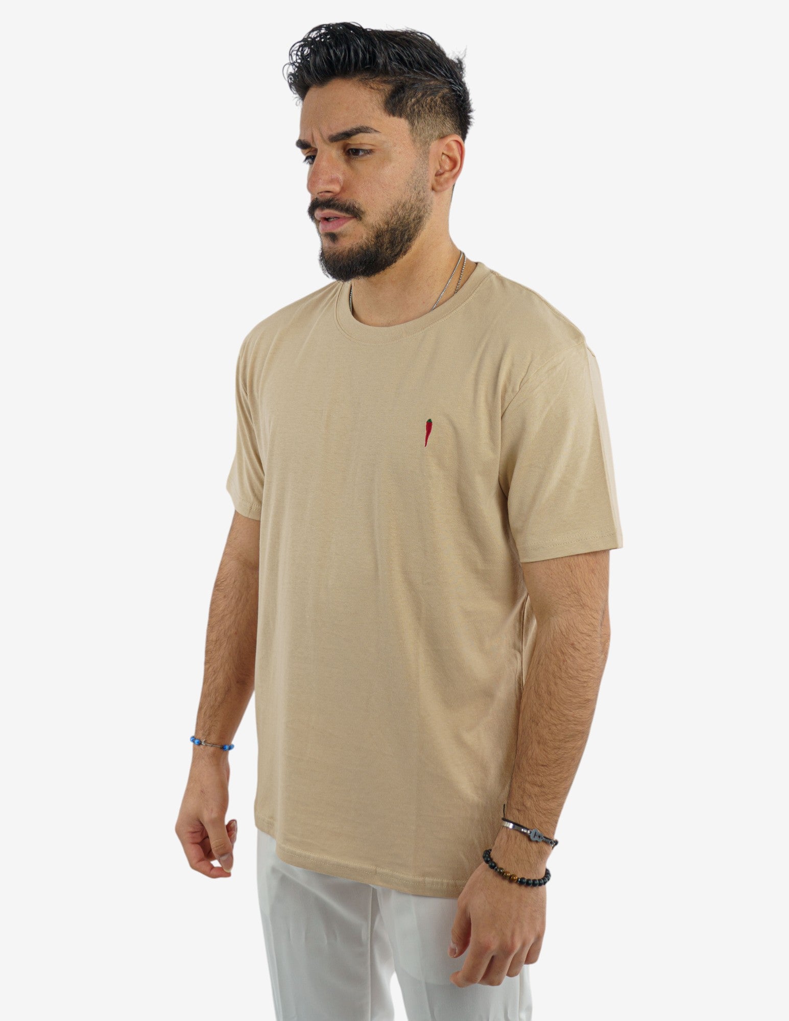 T-SHIRT GIROCOLLO IN COTONE CON RICAMO