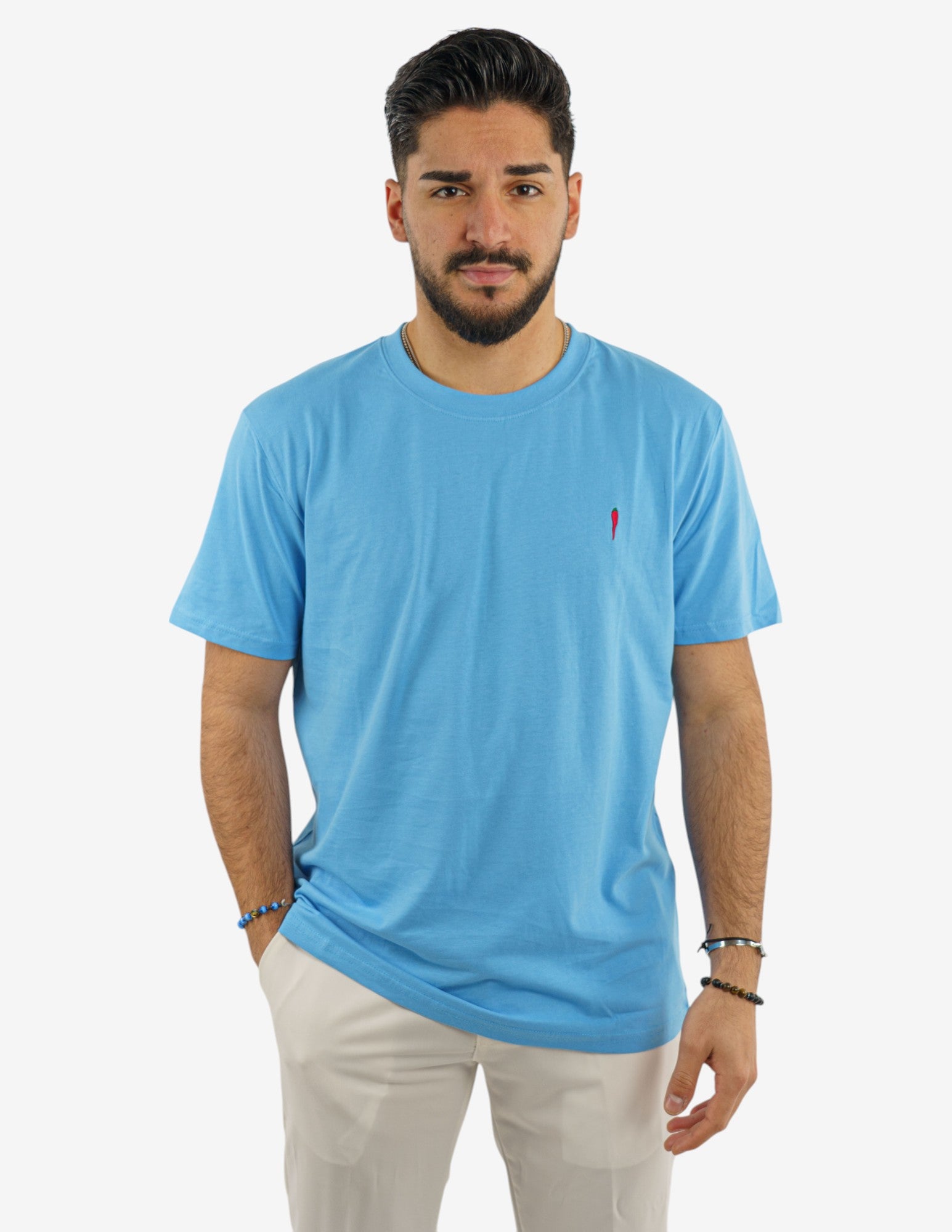 T-SHIRT GIROCOLLO IN COTONE CON RICAMO