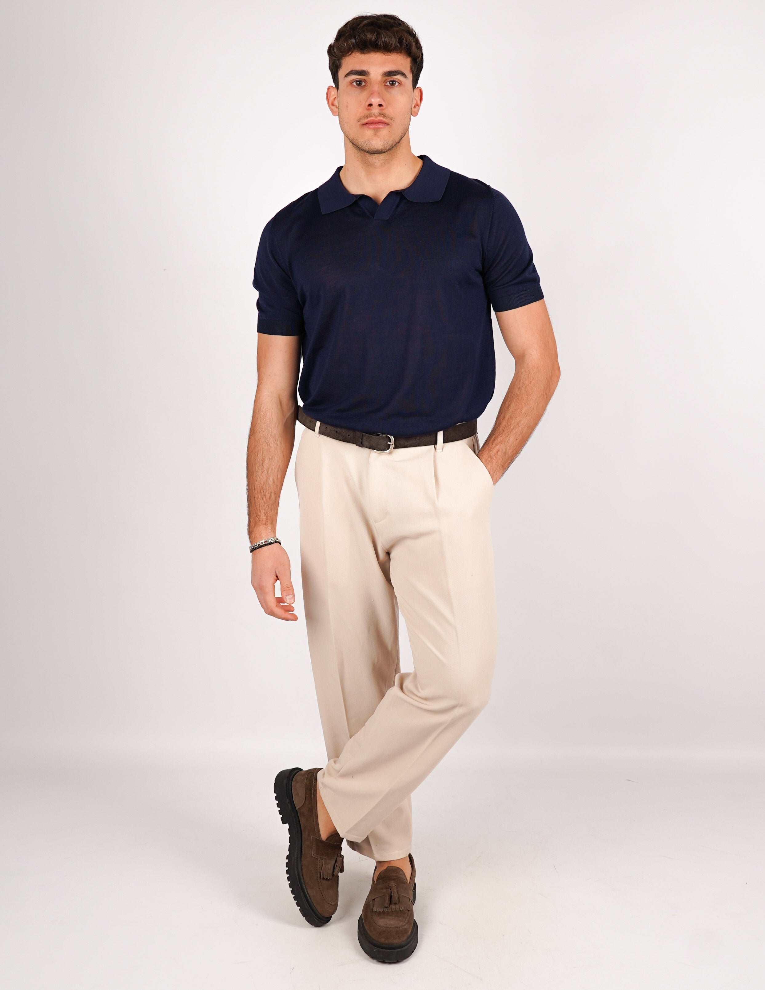 POLO COLLO DERBY IN MISTO SETA