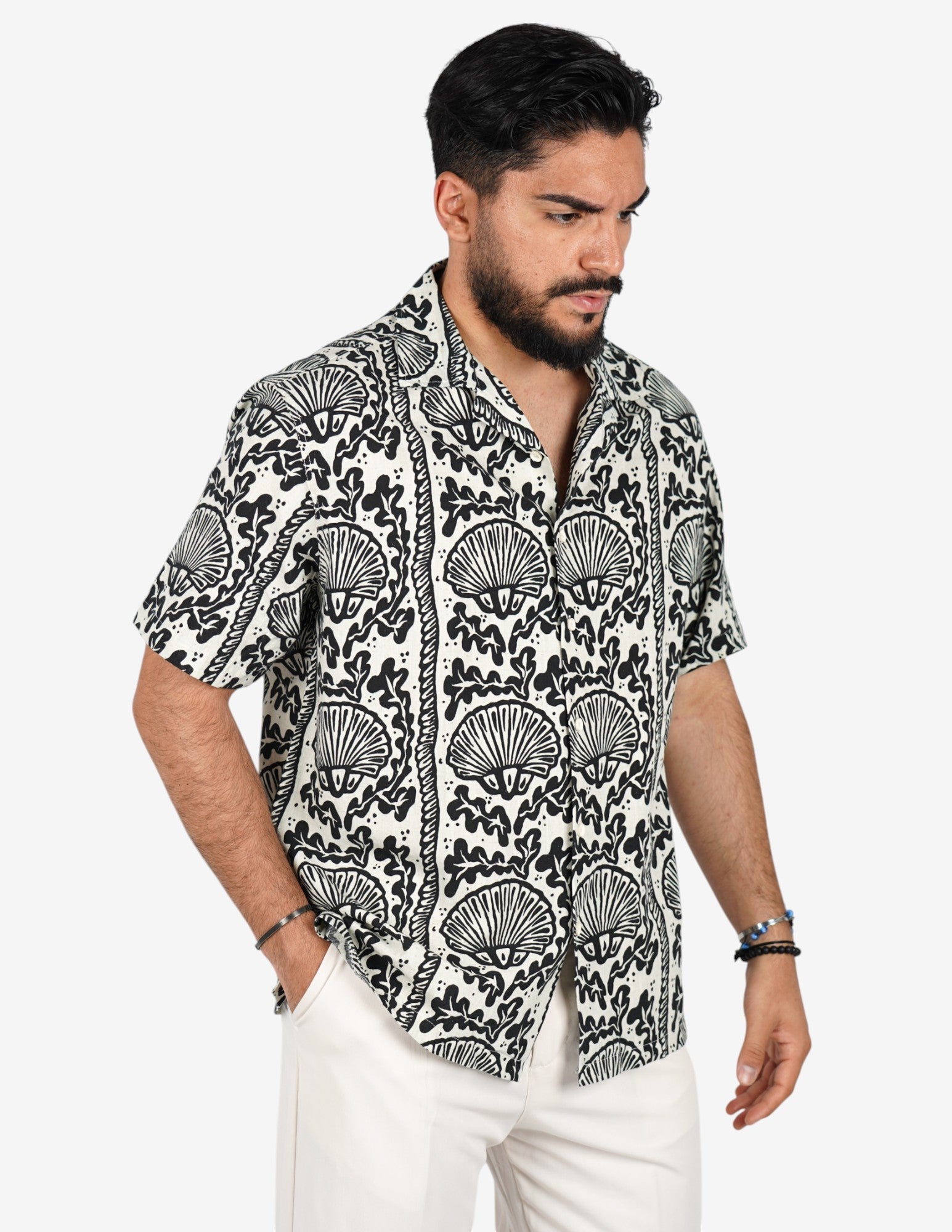 Camicia uomo fantasia etnica manica corta