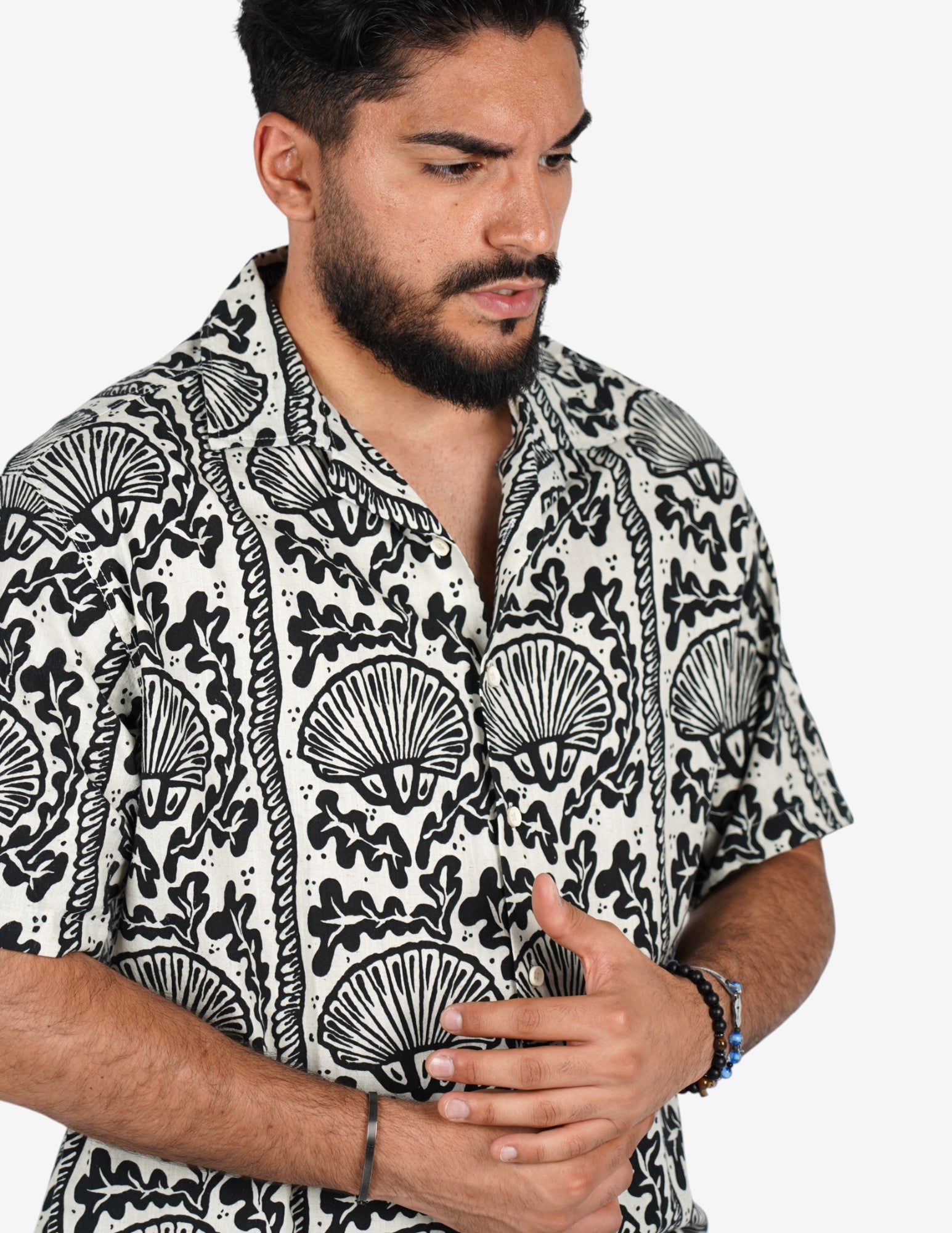 Camicia uomo fantasia etnica manica corta
