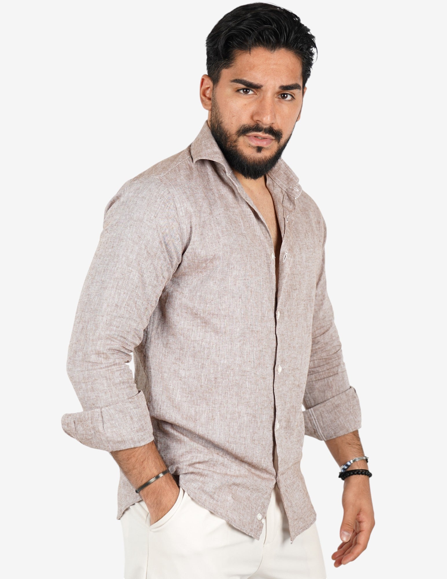 camicia uomo profumata in lino collo classico