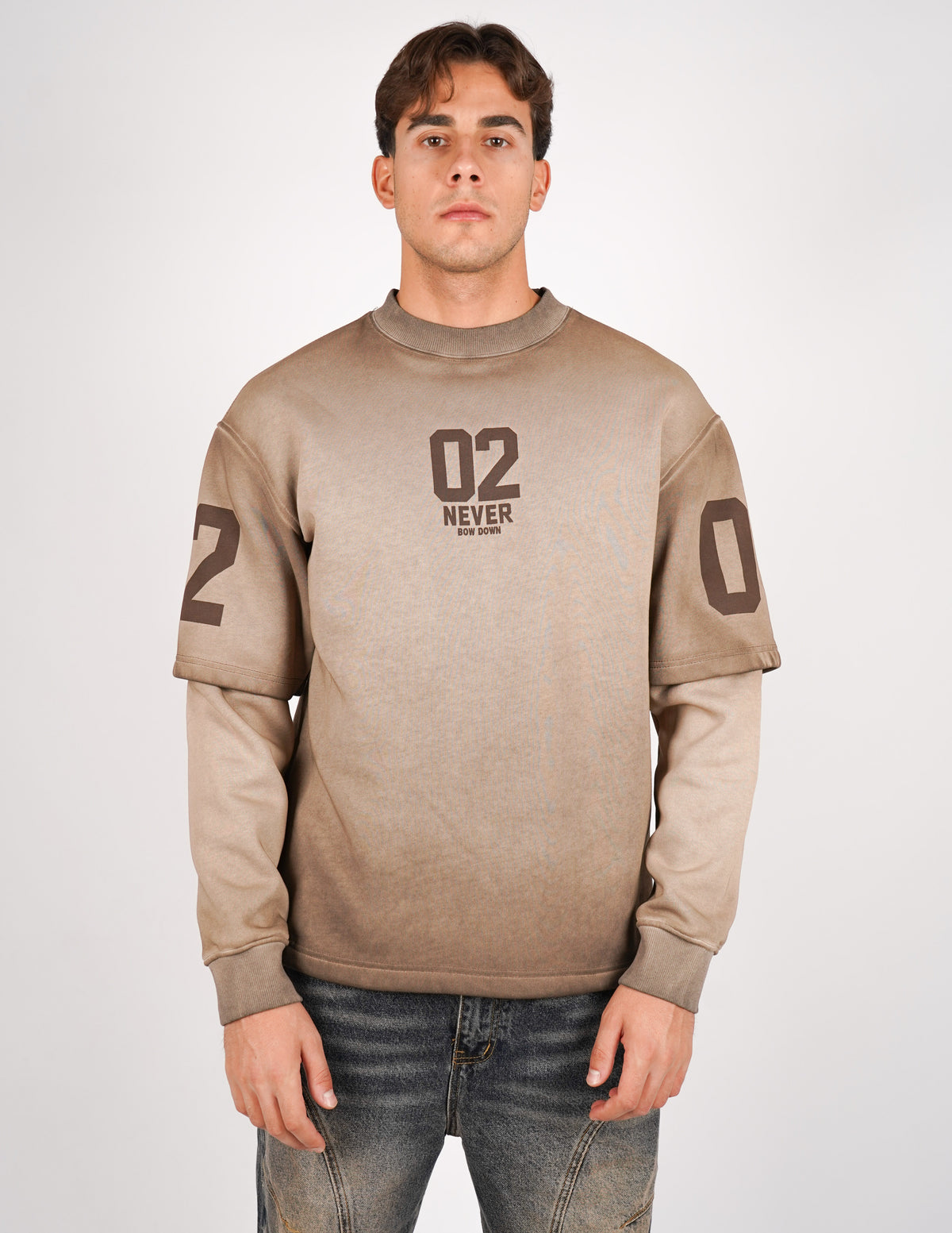 LONG SLEEVE IN FELPA SLAVATA CON STAMPA