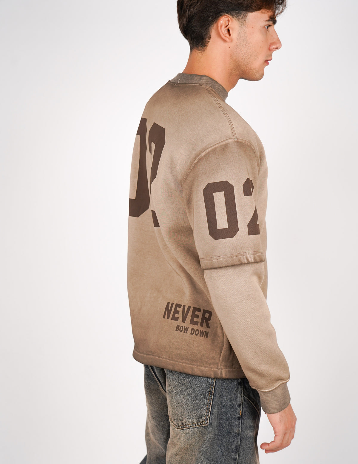 LONG SLEEVE IN FELPA SLAVATA CON STAMPA